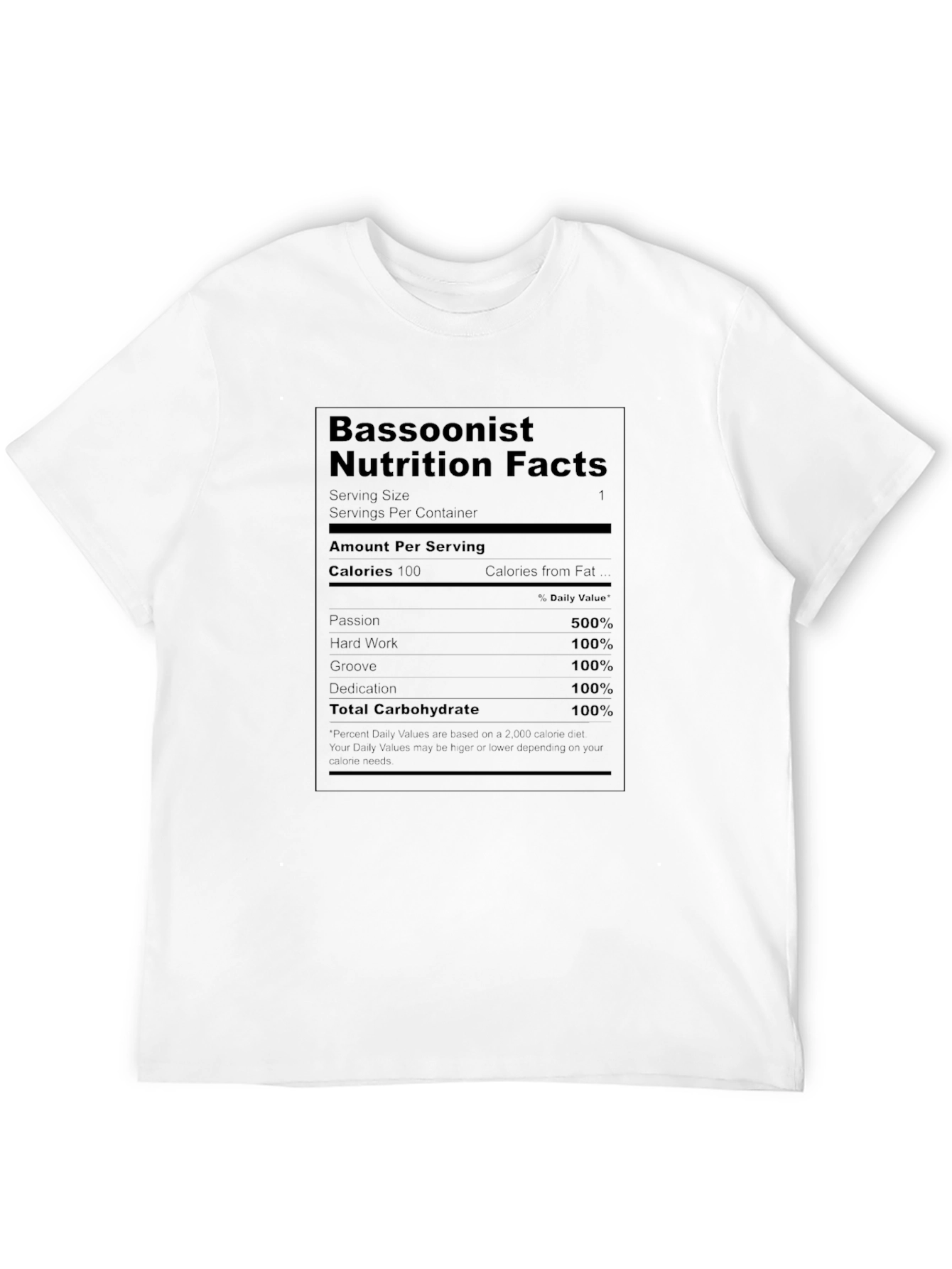Black Bassoonist Nutrition Facts Graphic T-Shirt view 12