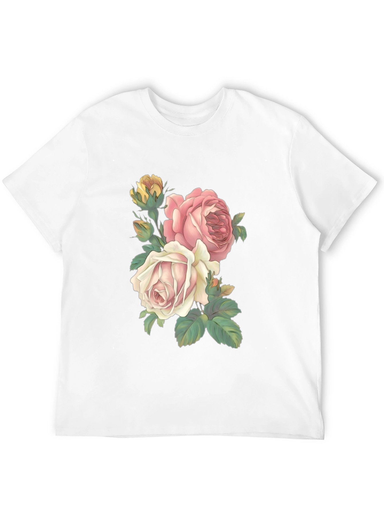 Black Floral Print T-Shirt - Elegant Rose Design view 12