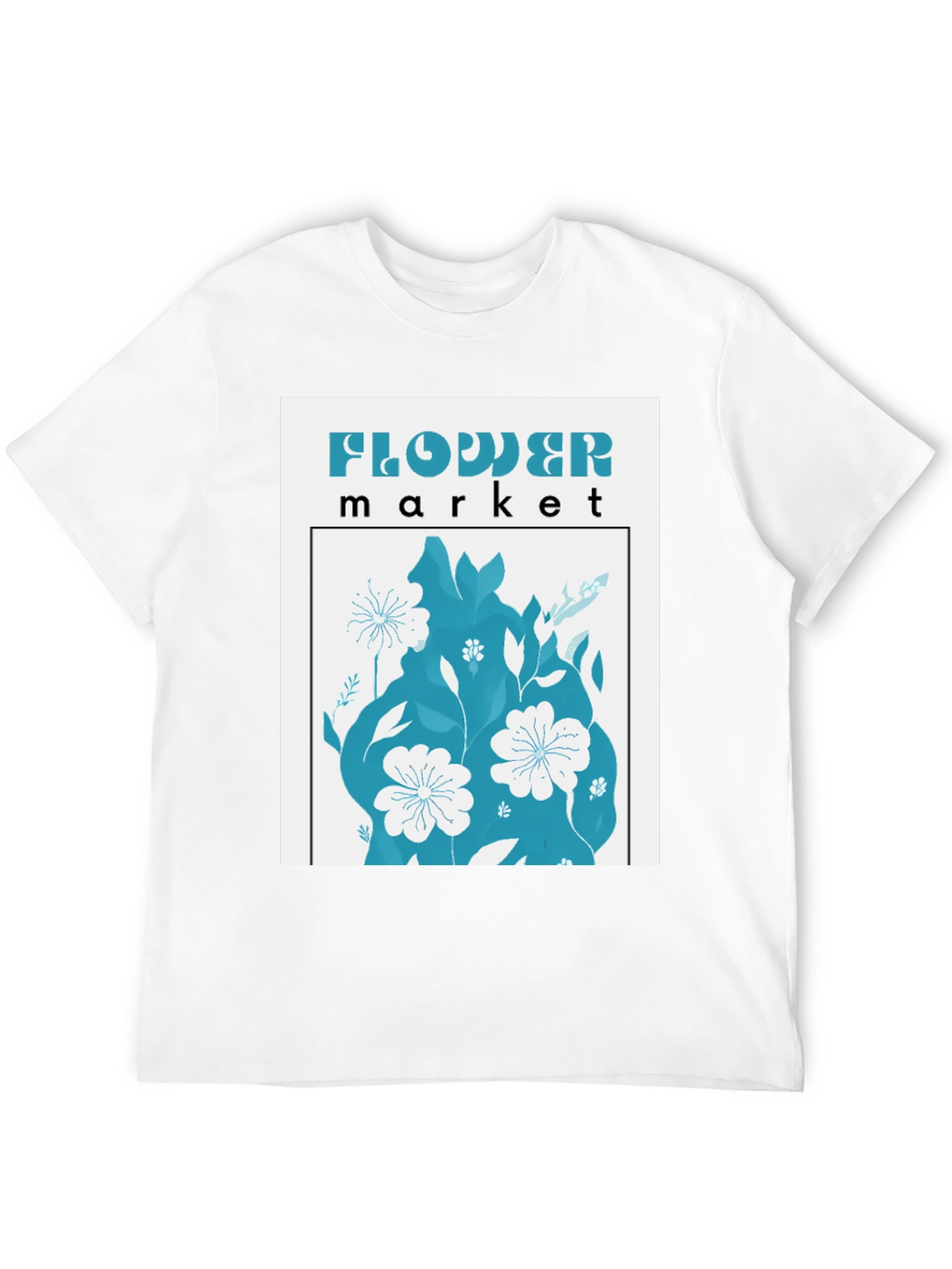 Black Floral Market Graphic Tee - Soft Cotton Blend T-Shirt view 12