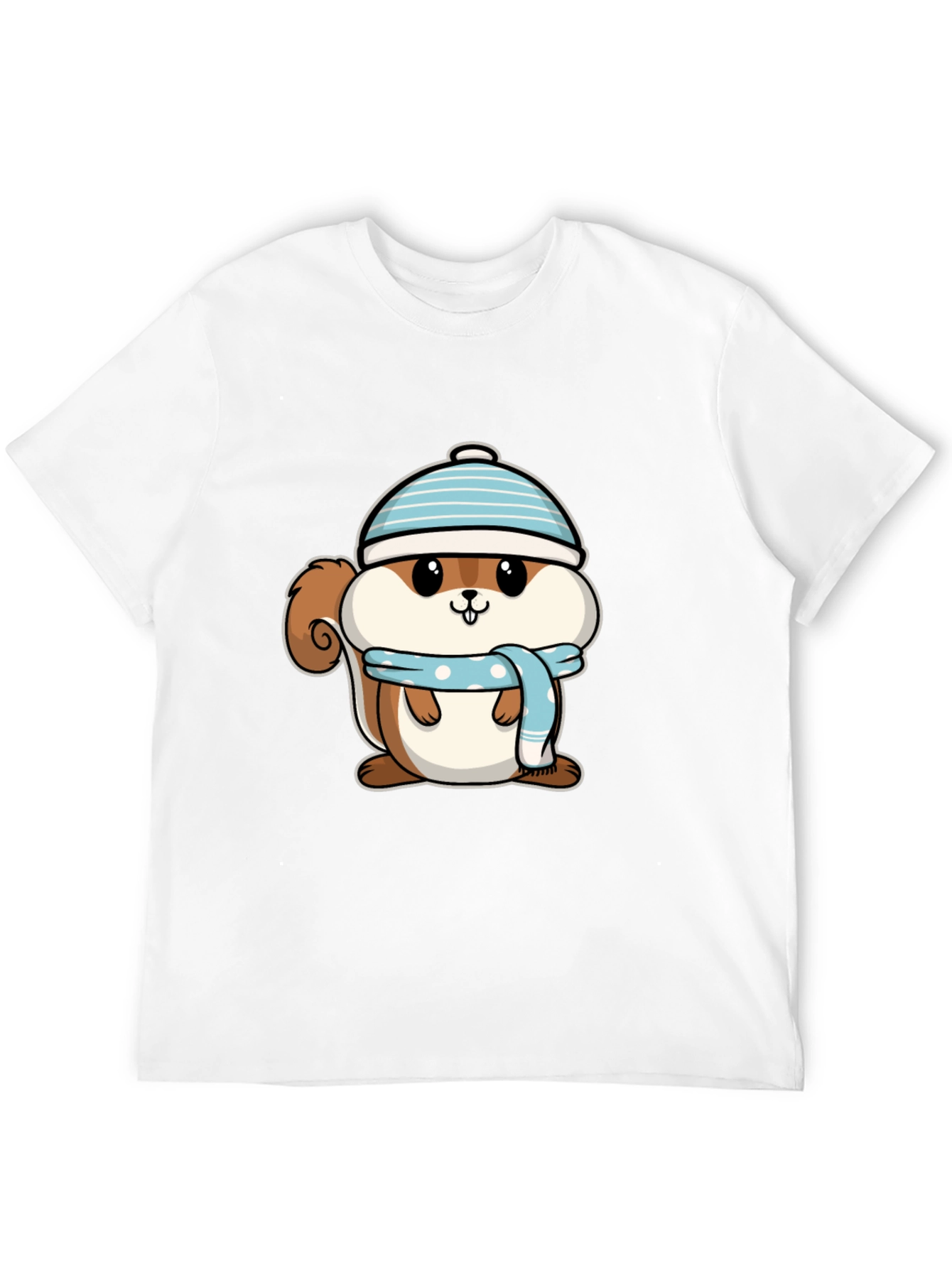 Black Cute Squirrel in Hat T-Shirt - Black view 12