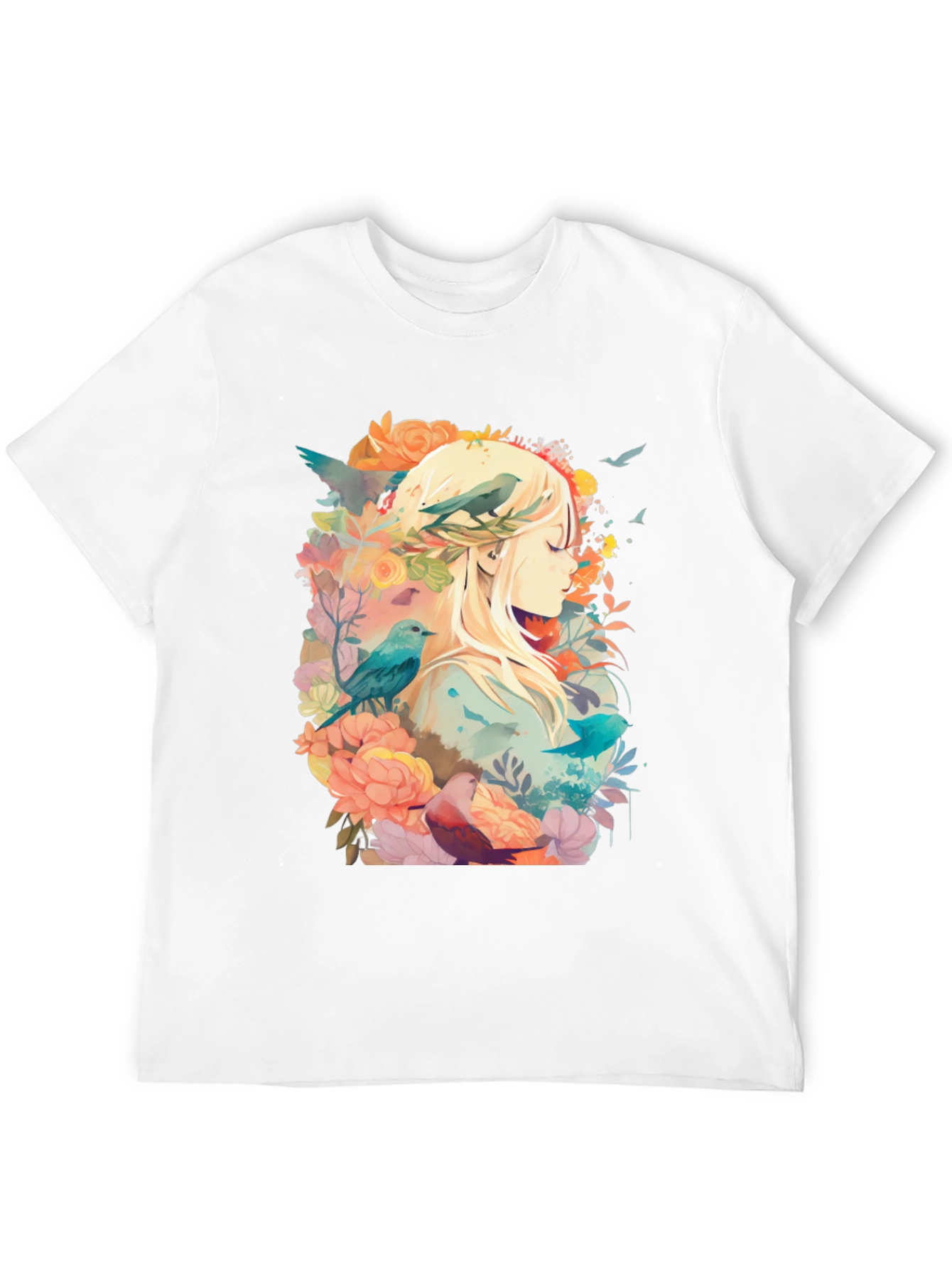 Black Nature's Embrace Tee - Floral Bird Design view 12
