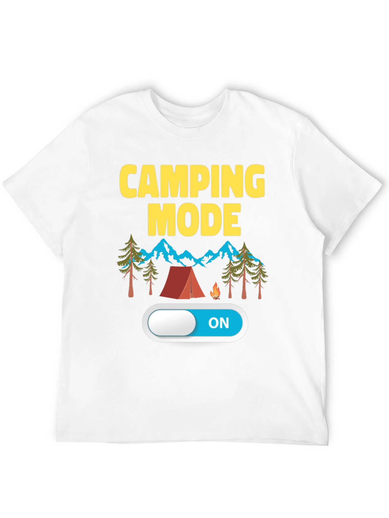 Black Camping Mode ON Black T-Shirt view 12