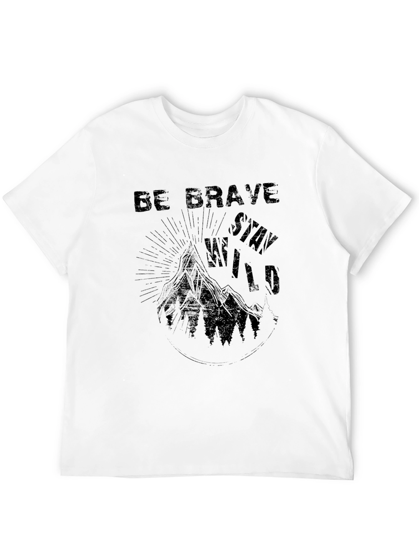 Black Be Brave Stay Wild Graphic Black T-Shirt view 12