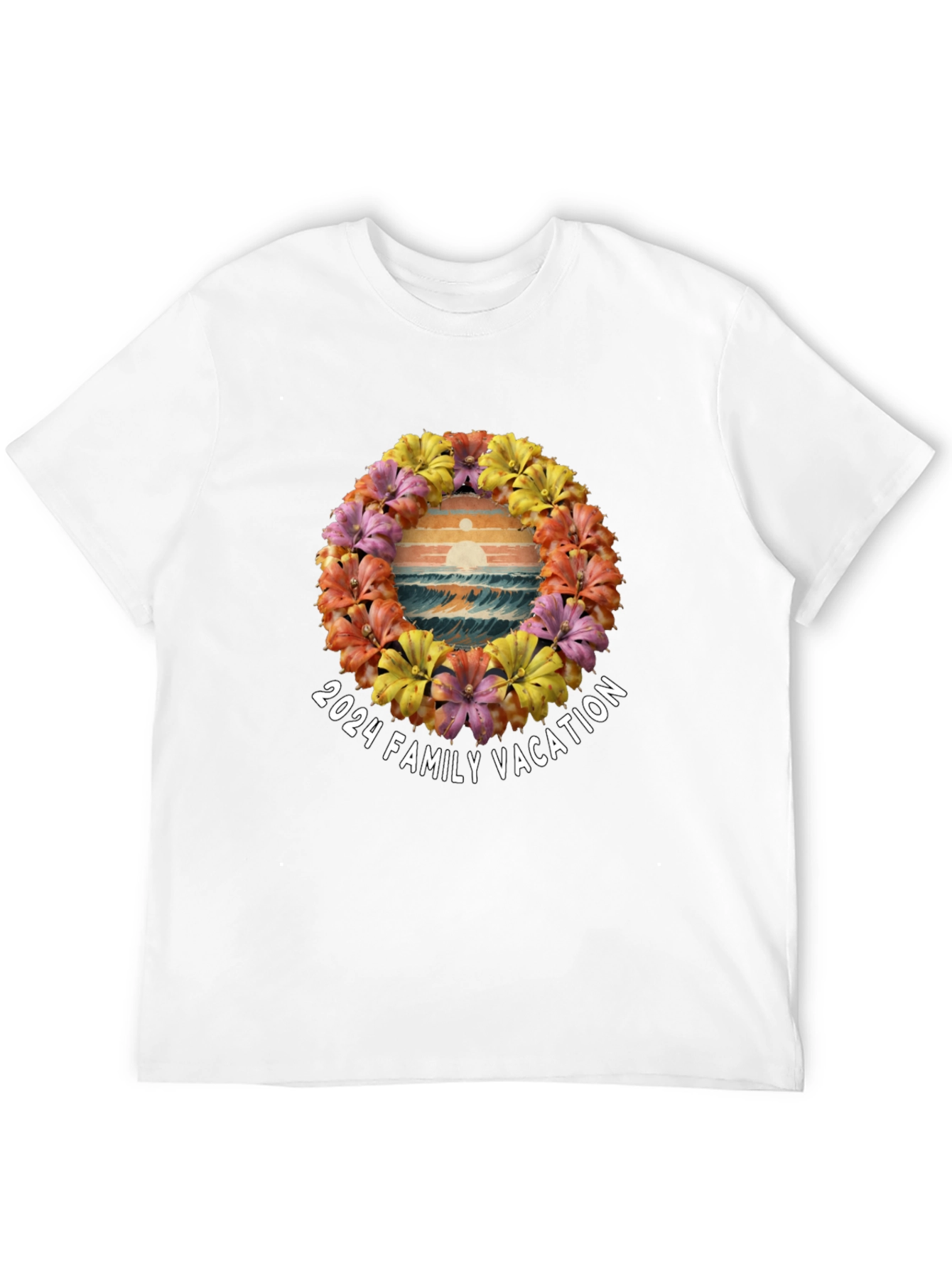 Black 2024 Family Vacation Floral Beach T-Shirt view 12