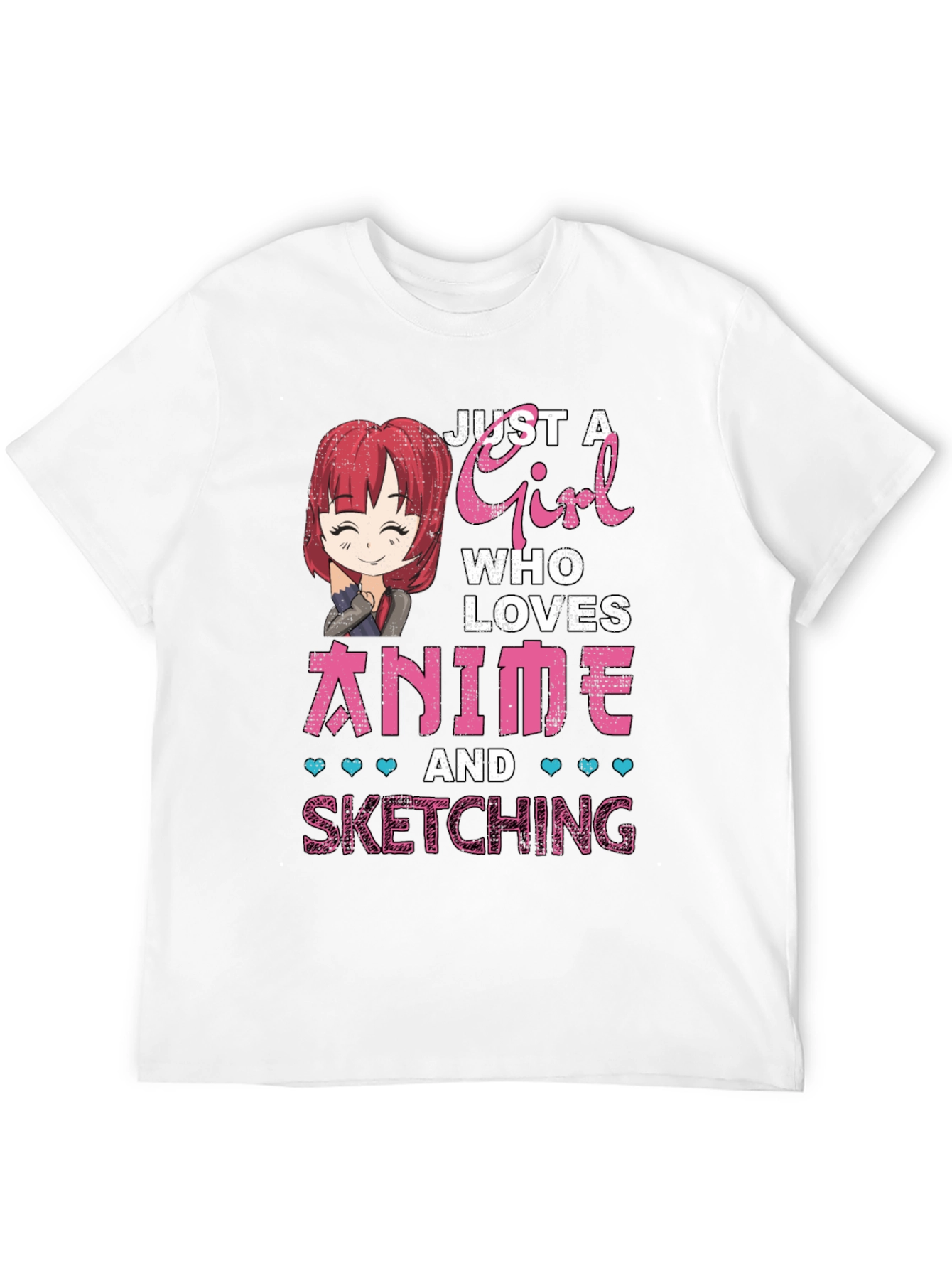 Black Anime Girl Sketching T-Shirt - Cute Manga Lover Tee view 12