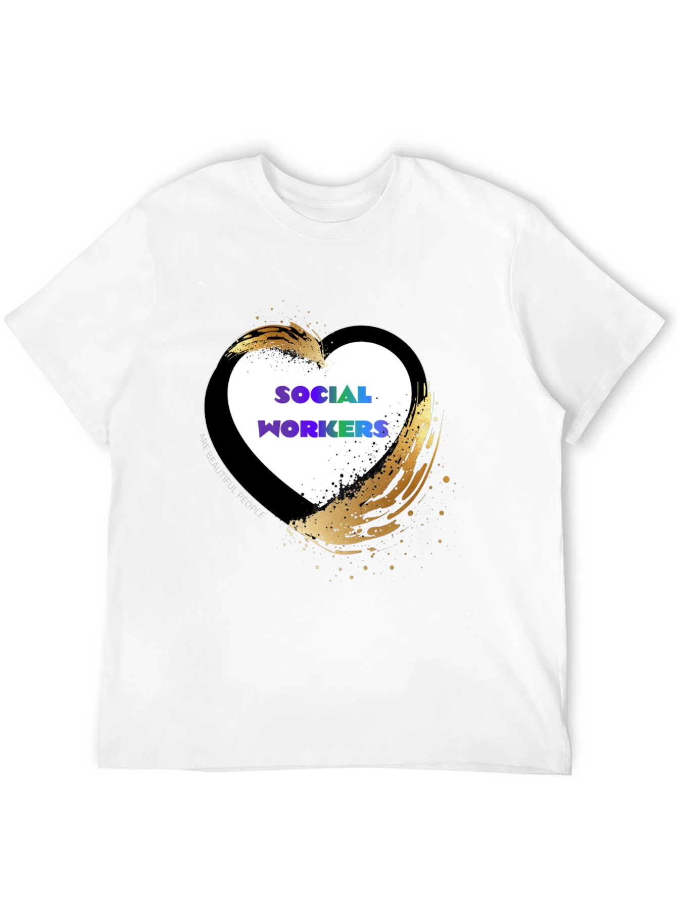 Black Social Worker Heart Graphic Tee - Black Cotton Casual Shirt view 12