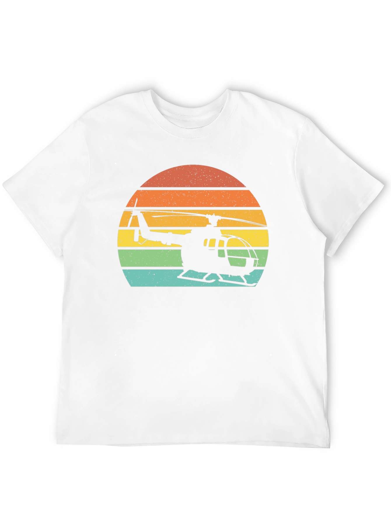 Black Vintage Helicopter Sunset Graphic T-Shirt view 12