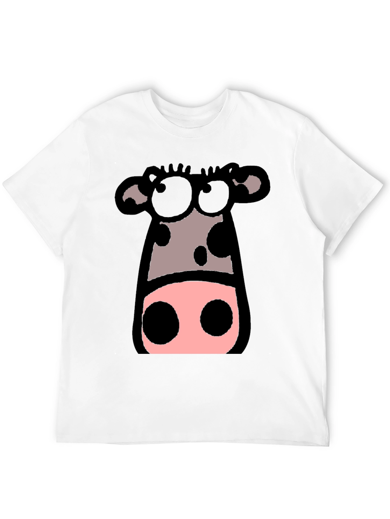 Black Cartoon Cow Graphic Tee - Black Crew Neck T-Shirt view 12