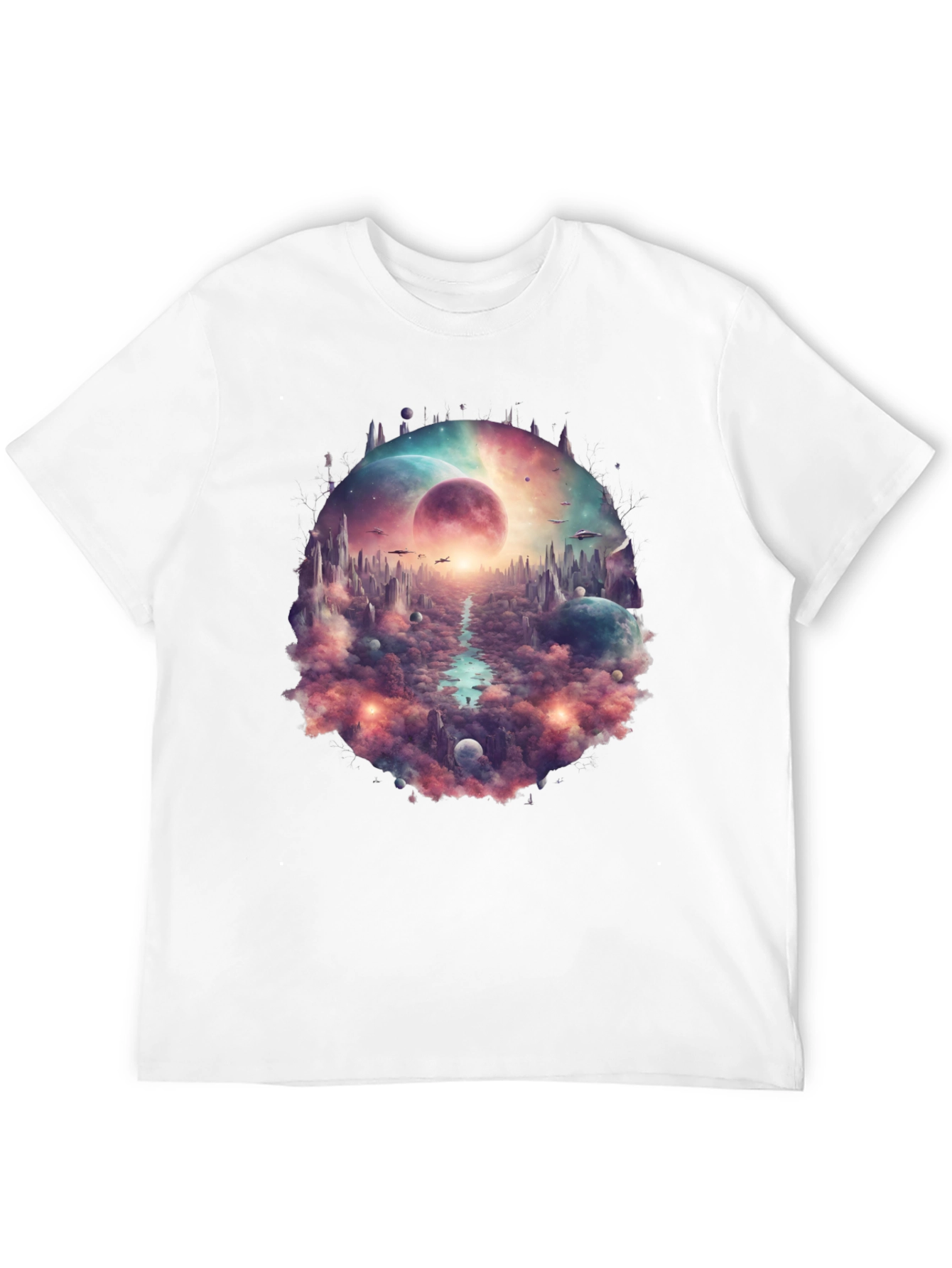 Black Sci-Fi Landscape Graphic T-Shirt view 12