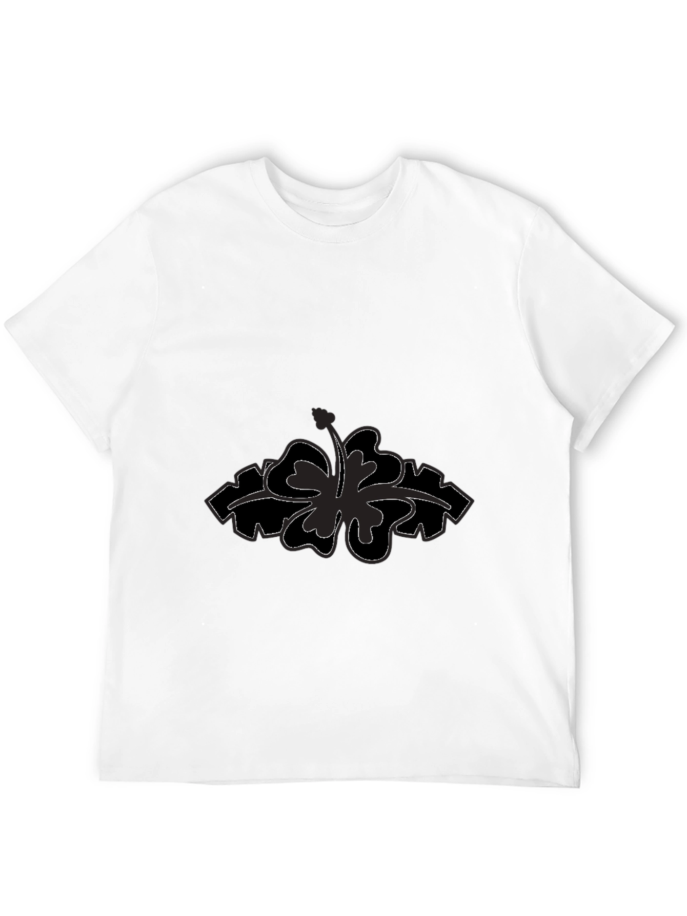 Black Men's Black T-Shirt with Flower Design view 12