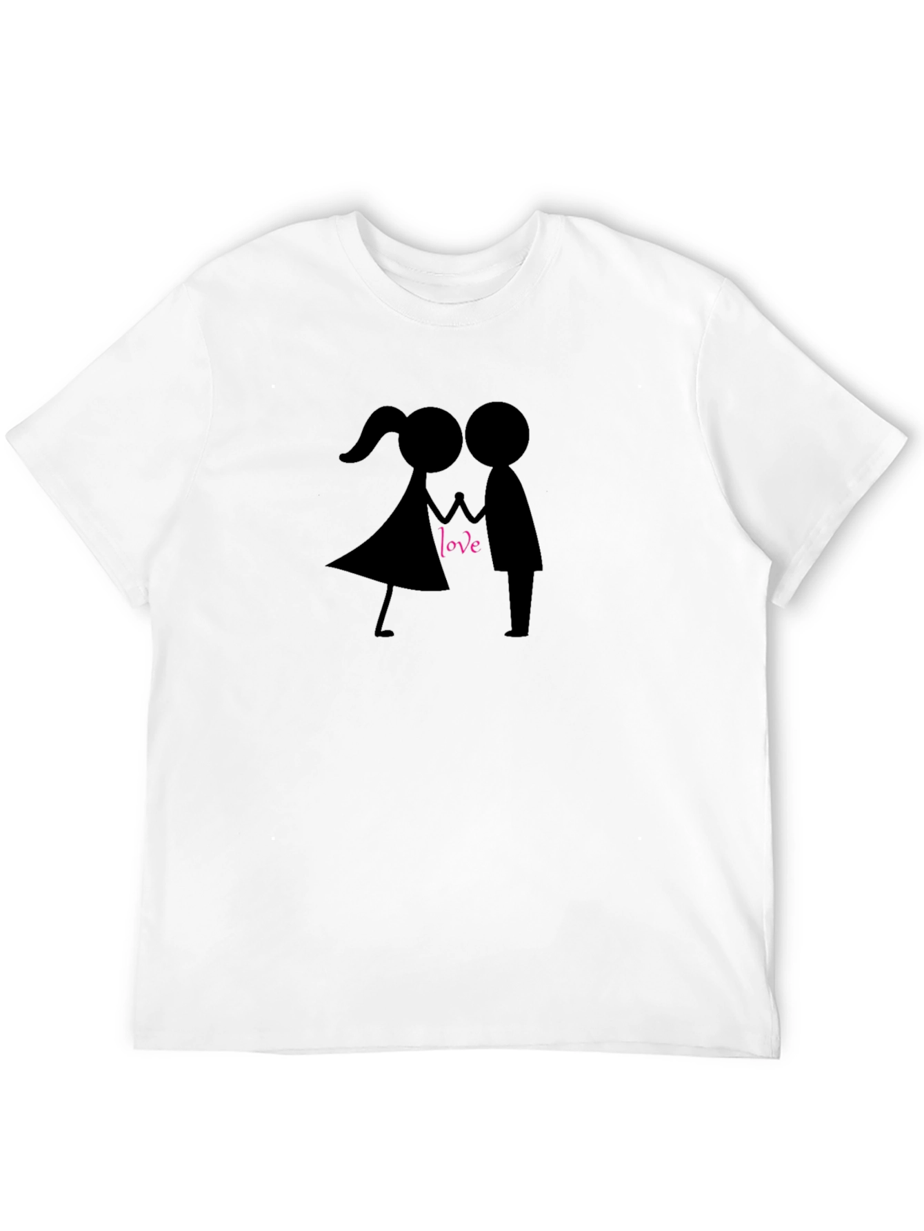 Black Love Stick Figure Couple T-Shirt - Stylish Black Tee view 12