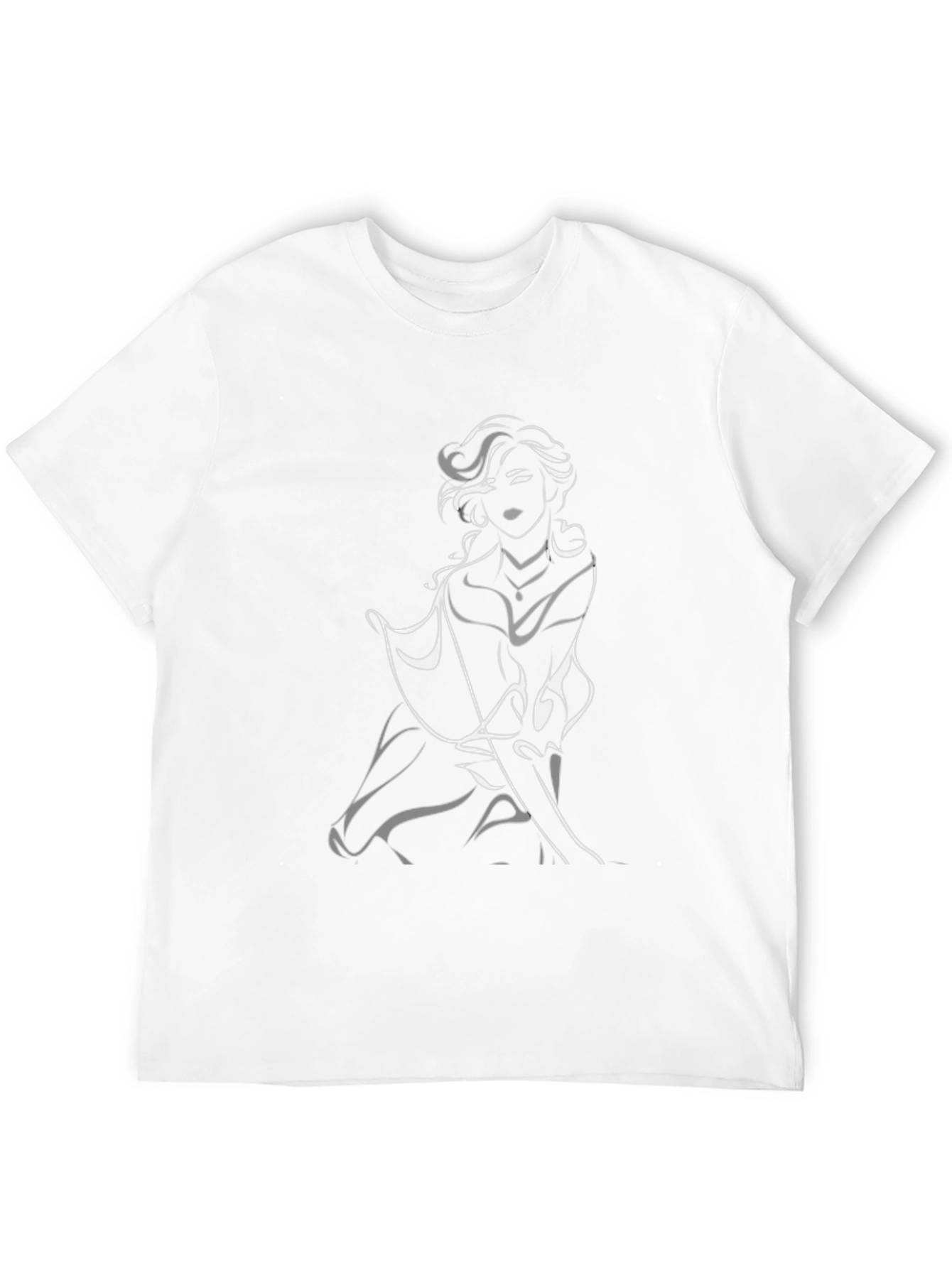 Black Abstract Woman Graphic Tee - Black Cotton Blend view 12