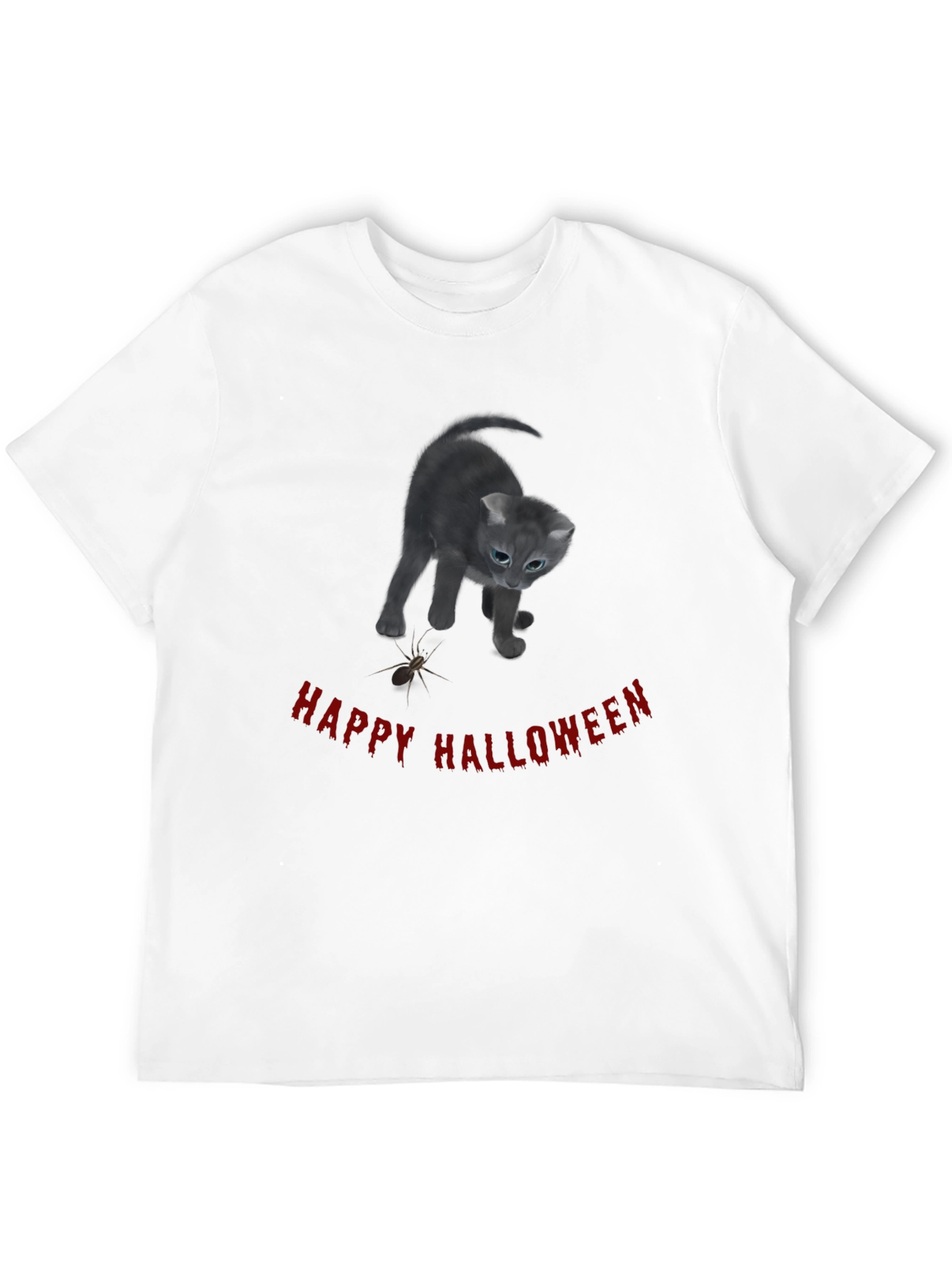 Black Happy Halloween Cat T-Shirt - Black view 12