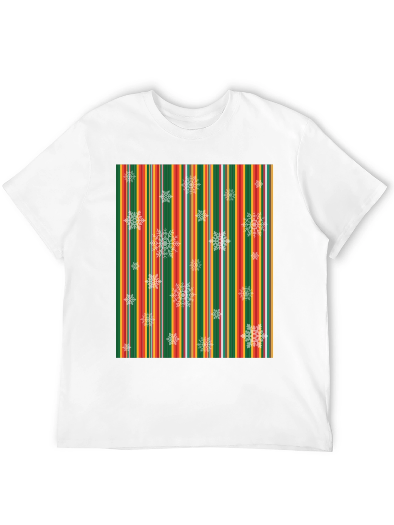 Black Festive Striped Snowflake T-Shirt view 12