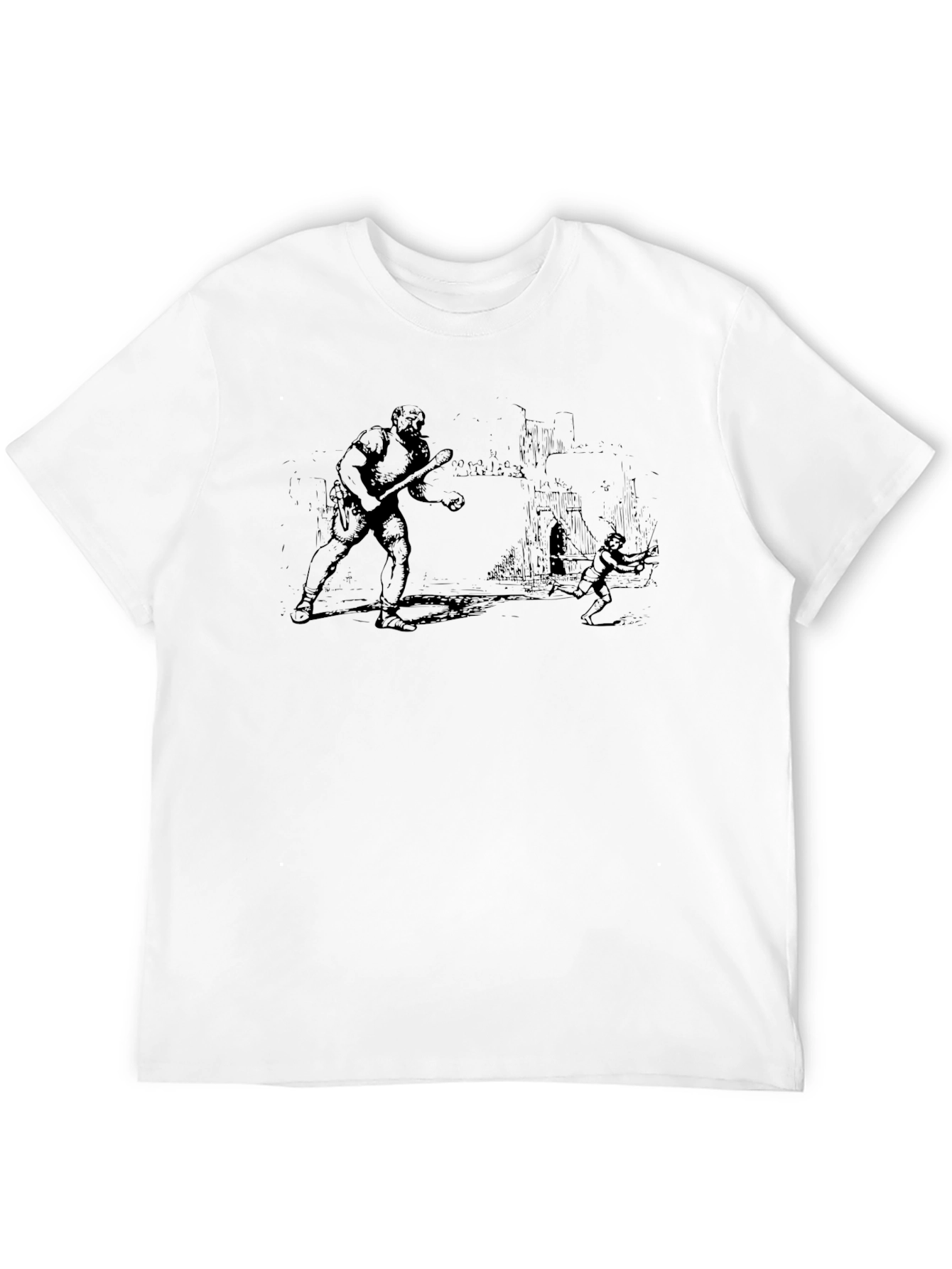 Black Graphic Novelty T-Shirt: Vintage Battle Scene view 12