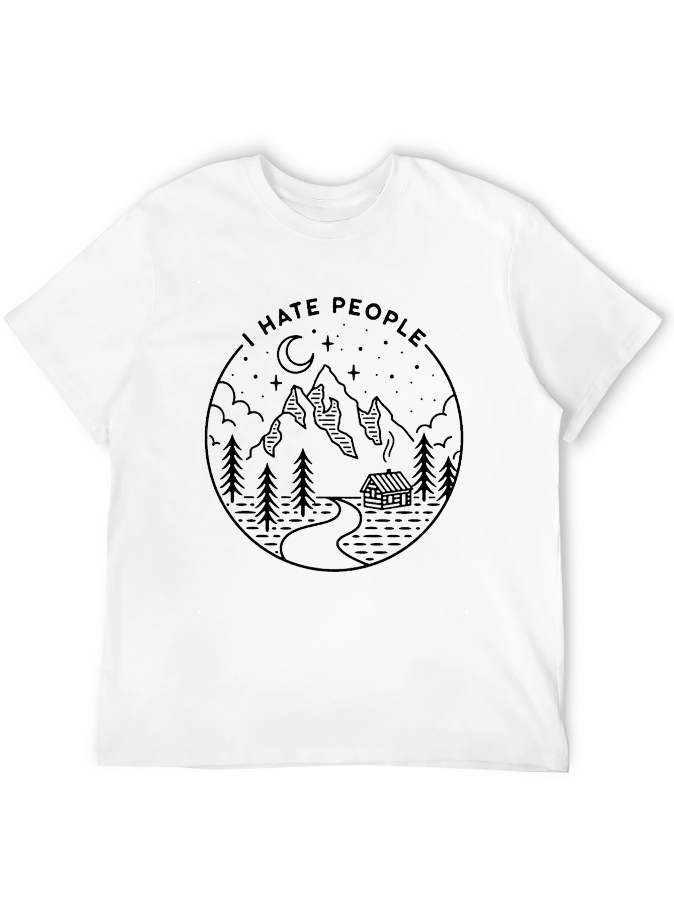 Black I Hate People Mountain Scene T-Shirt view 12