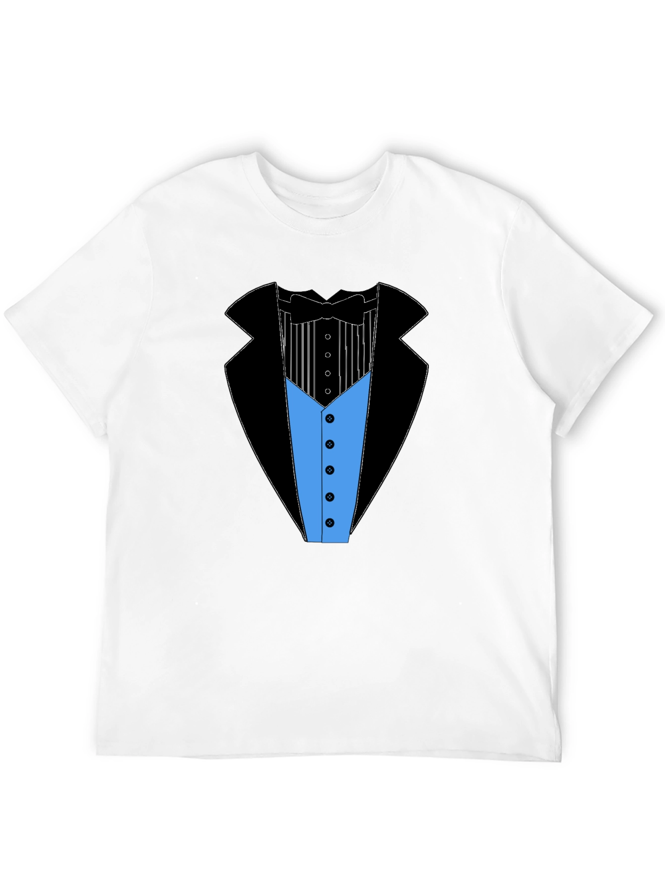 Black Tuxedo Print Men's Black T-Shirt view 12