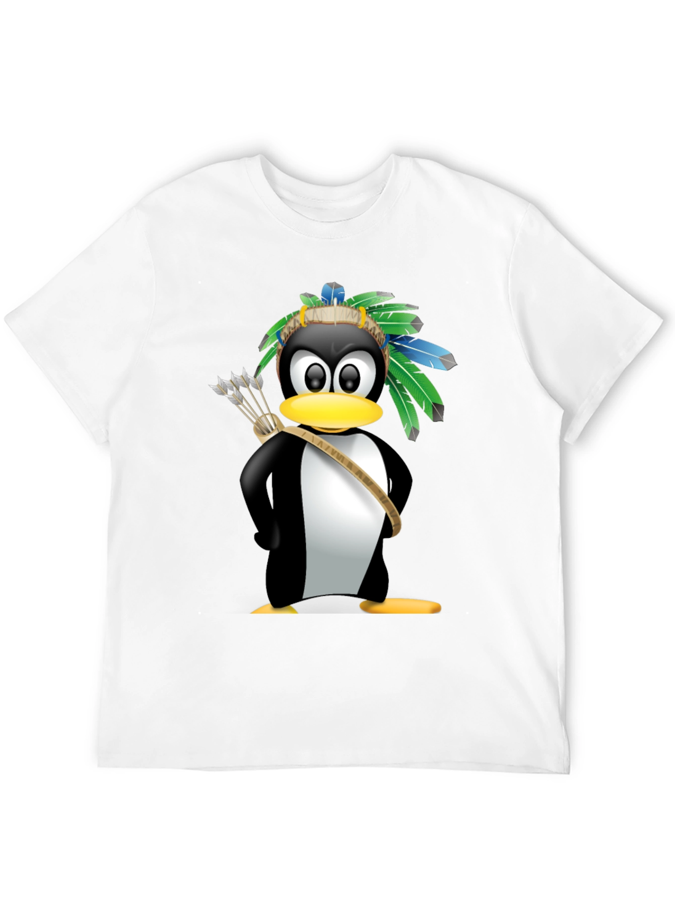 Black Native American Penguin Graphic Tee - Black view 12