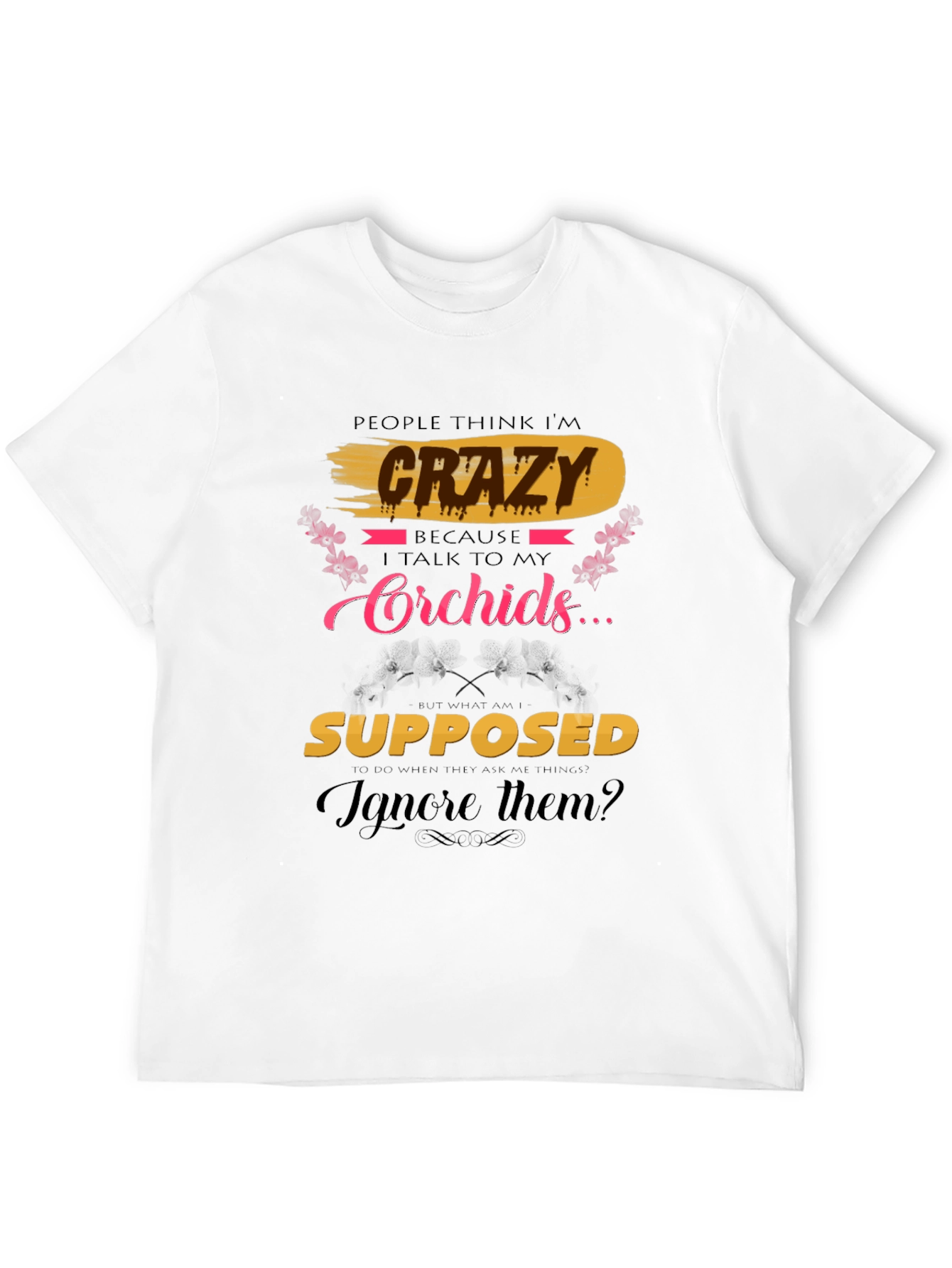 Black Crazy About Orchids T-Shirt view 12
