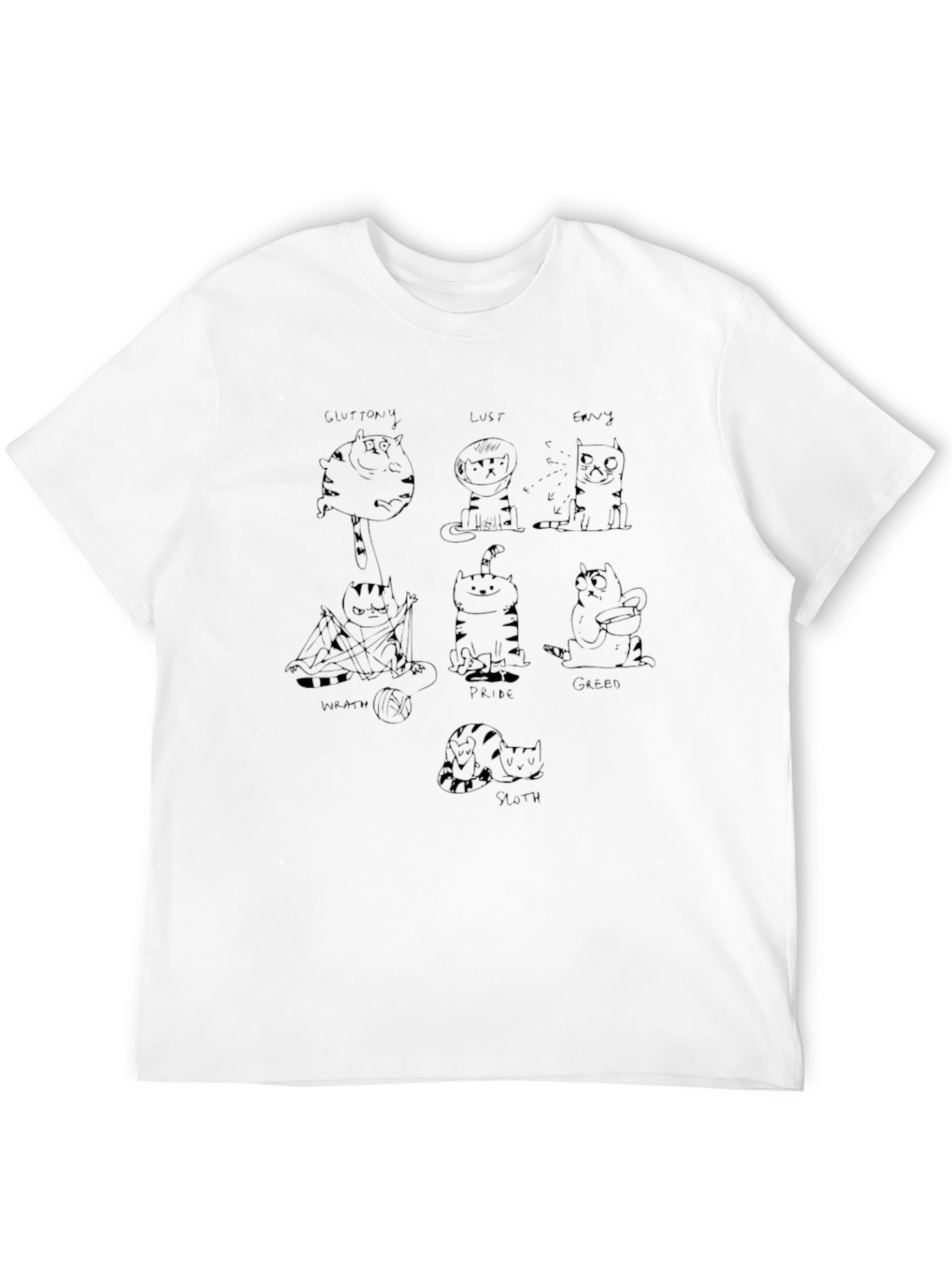 Black Seven Deadly Sins Cat T-Shirt view 12