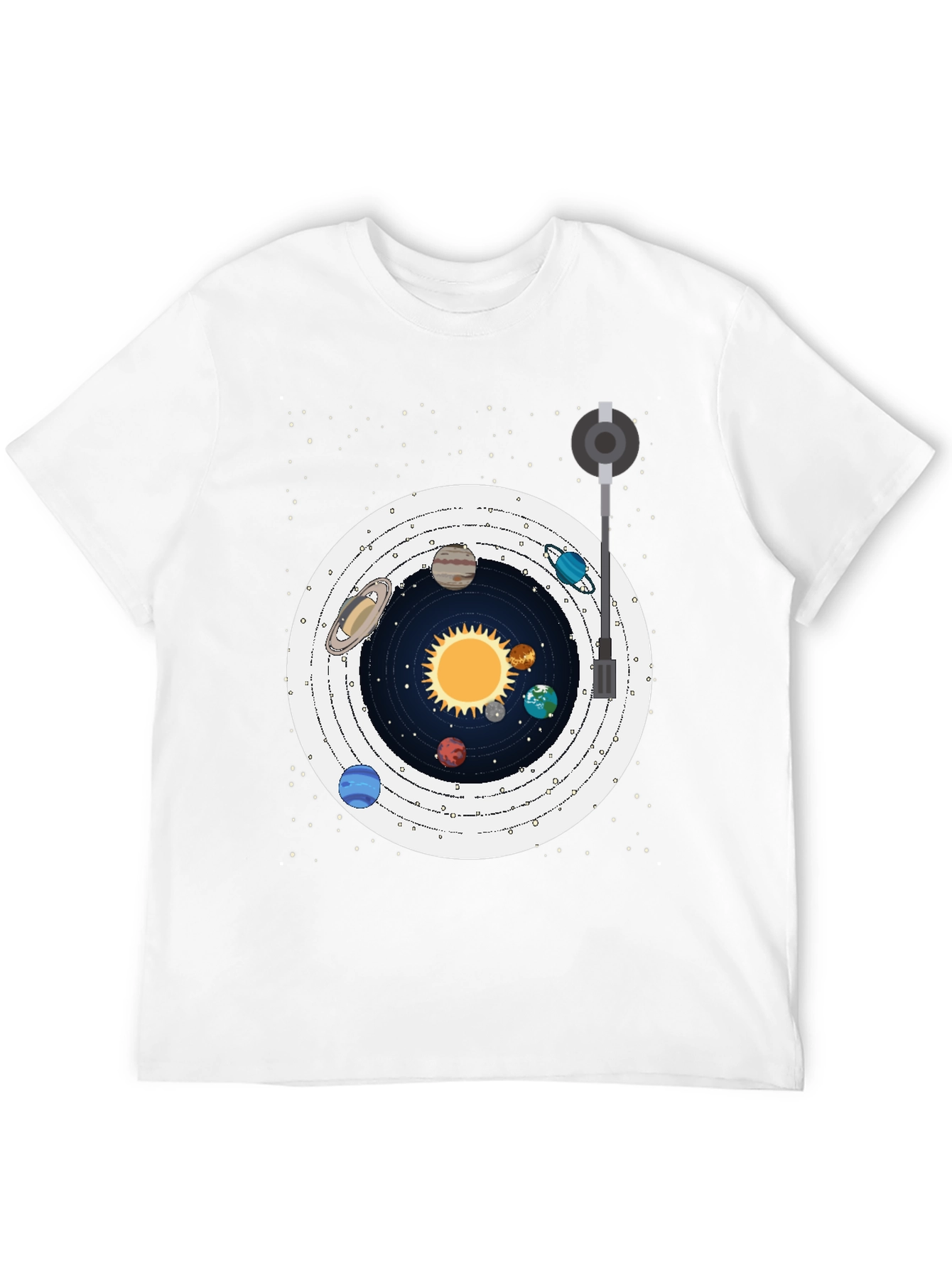 Black Planetary Turntable T-Shirt view 12
