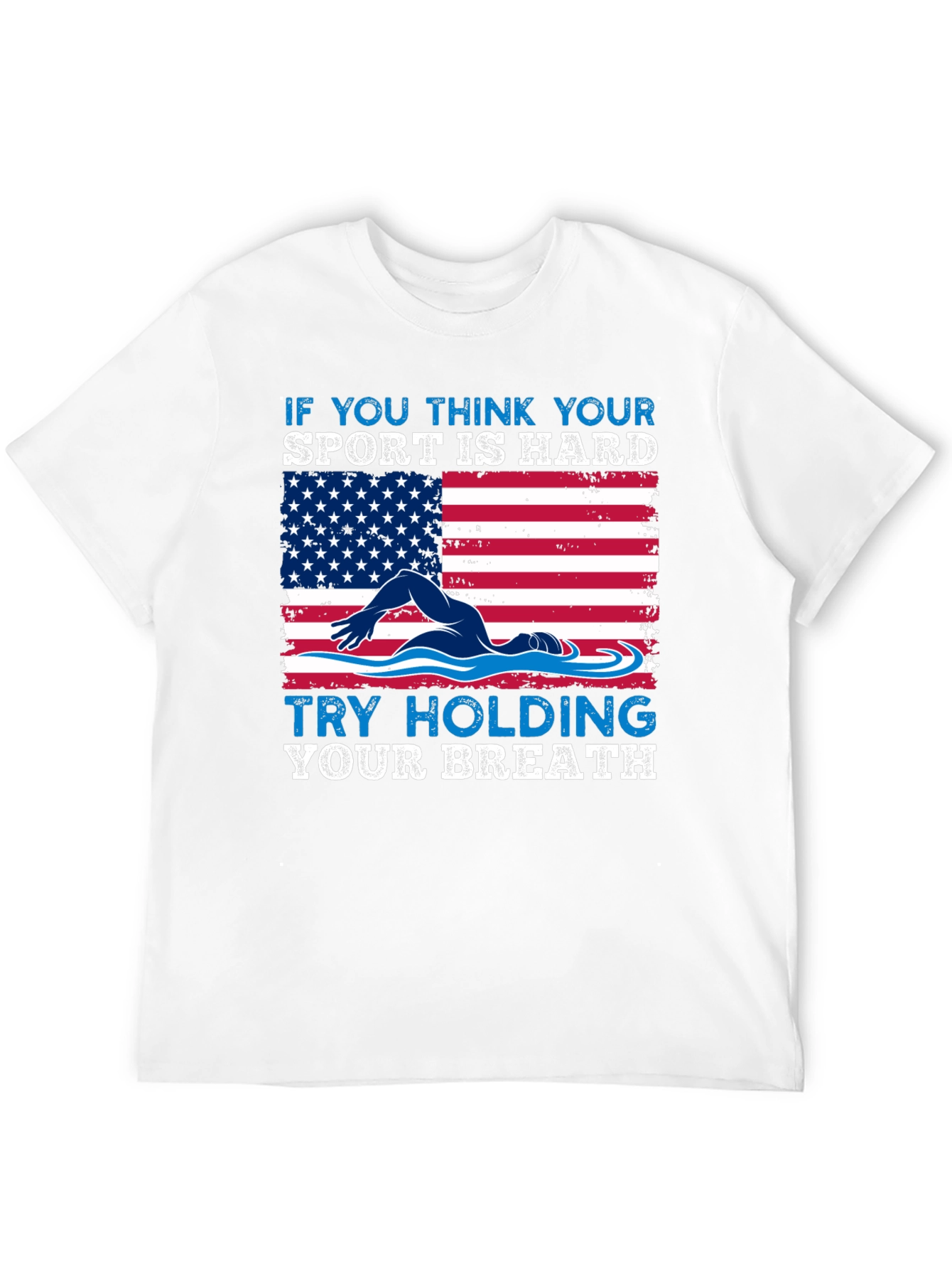 Black Swimming American Flag T-Shirt - Try Holding Your Breath view 12