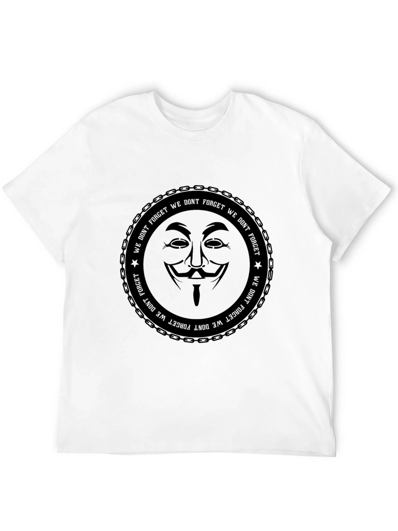 Black Anonymous Mask Graphic Print Black T-Shirt view 12