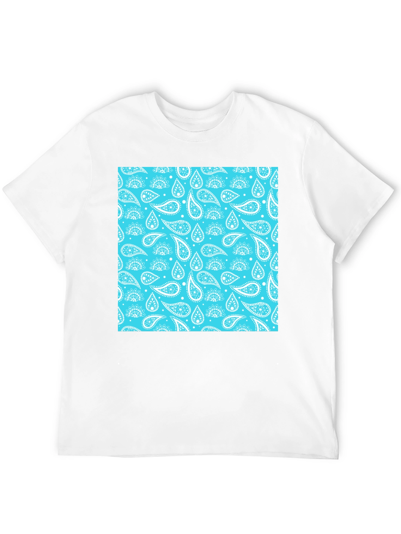 Black Black Tee with Aqua Paisley Design view 12