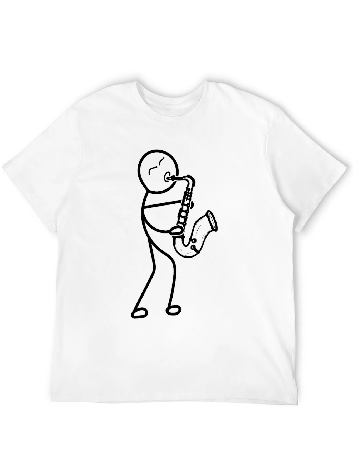 Black Stick Figure Saxophone Player T-Shirt view 12