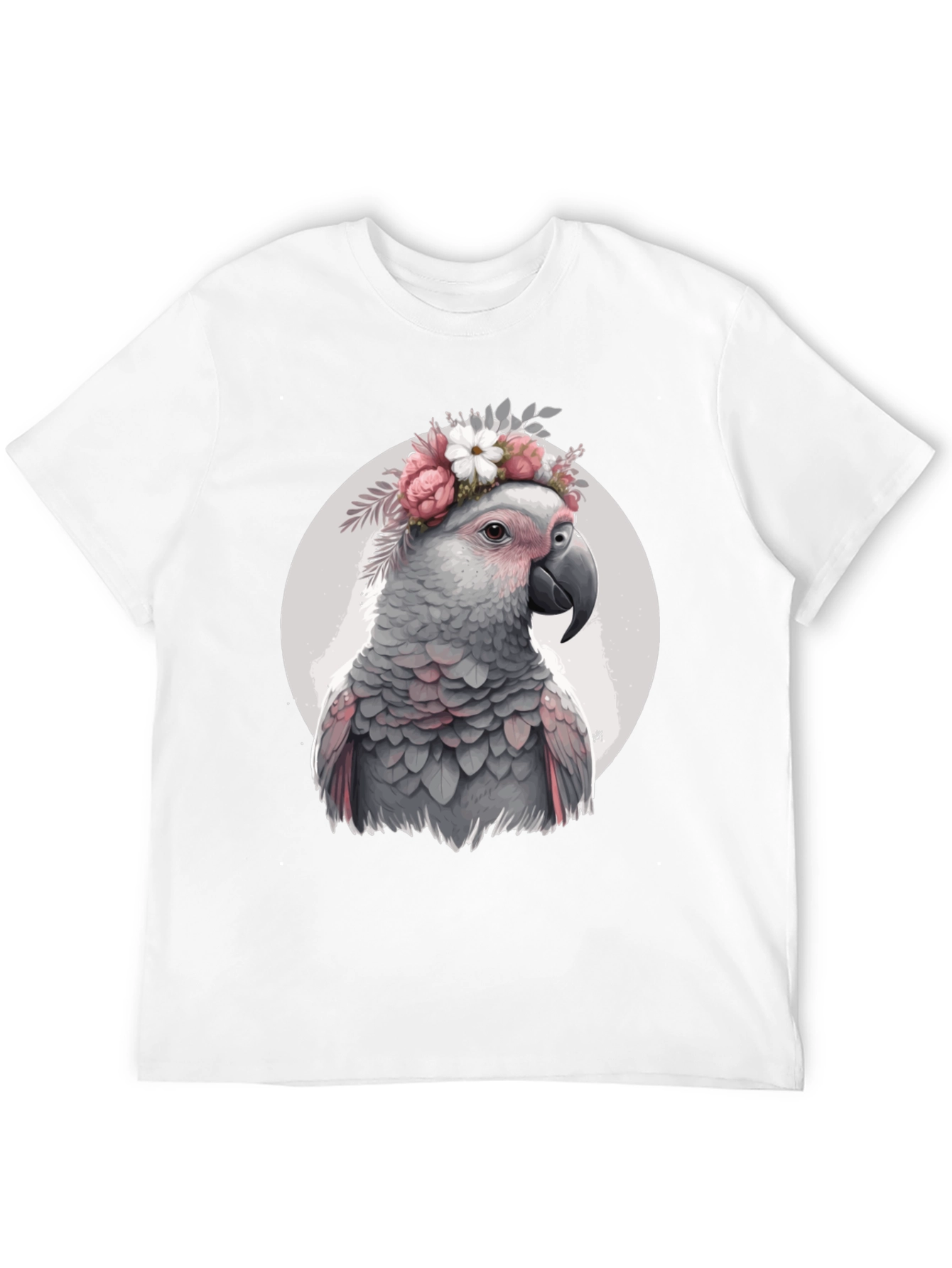 Black Parrot with Flower Crown T-Shirt - Unique Bird Lover Gift view 12
