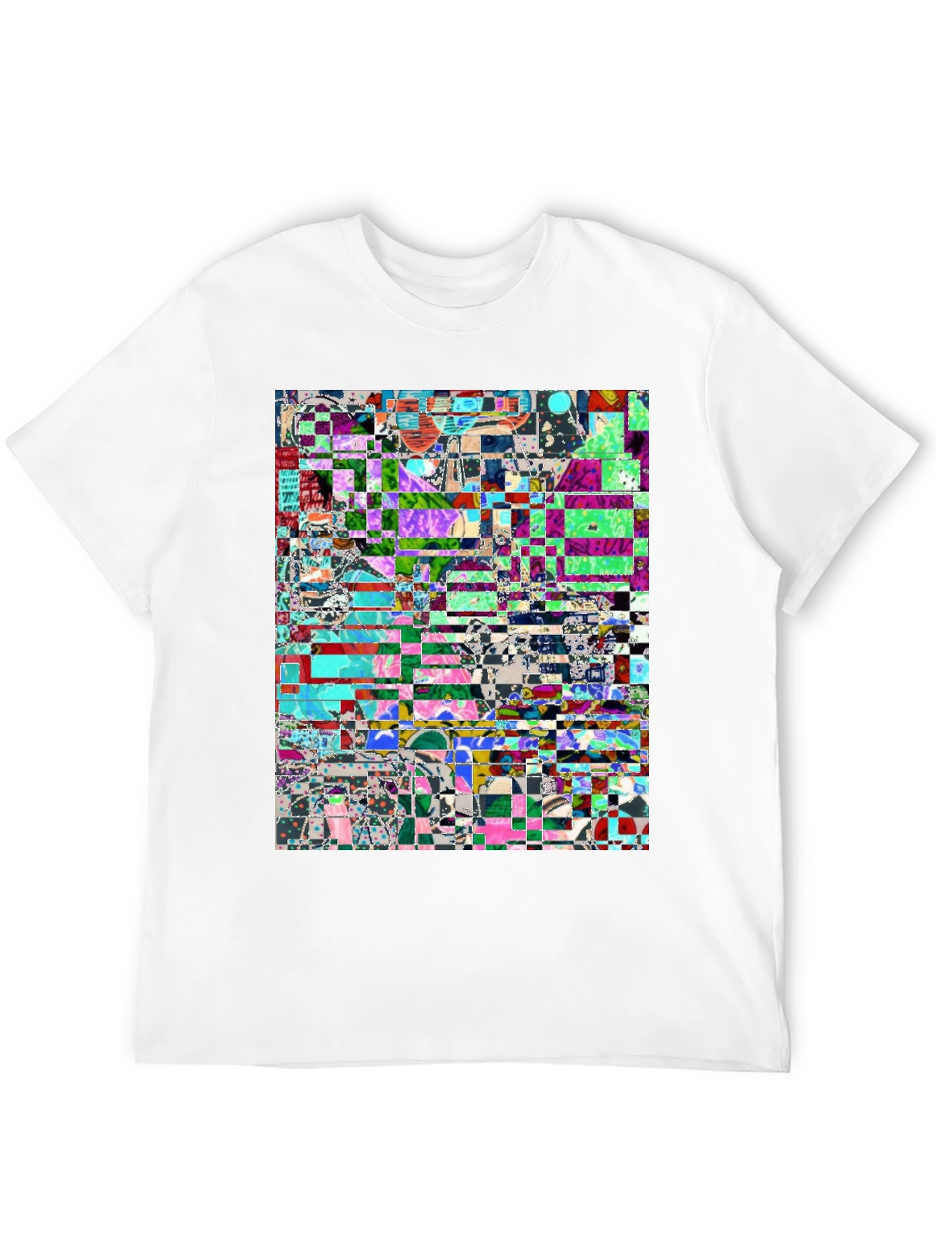 Black Abstract Glitch Art T-Shirt view 12
