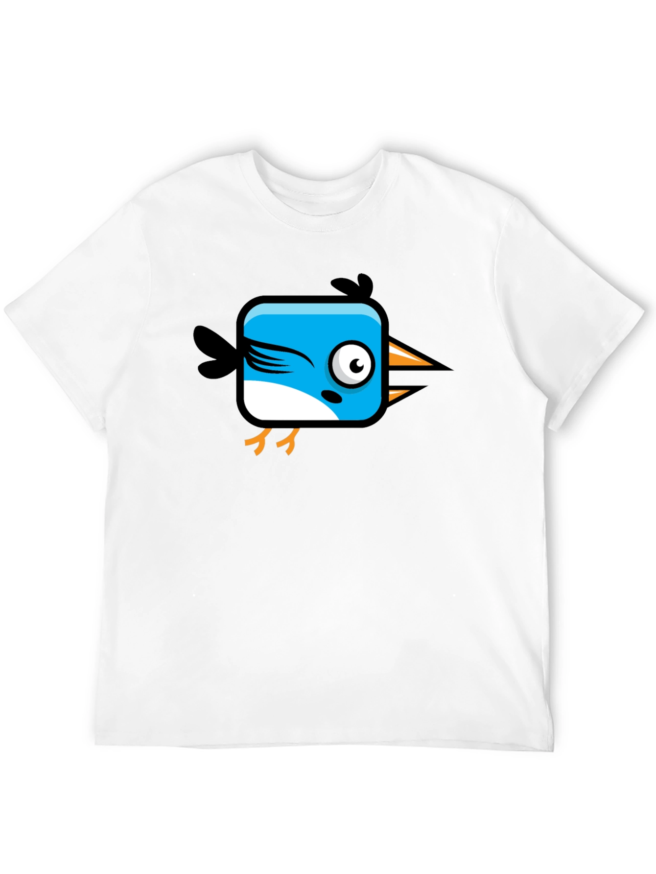 Black Funny Cartoon Bird Graphic Black T-Shirt view 12