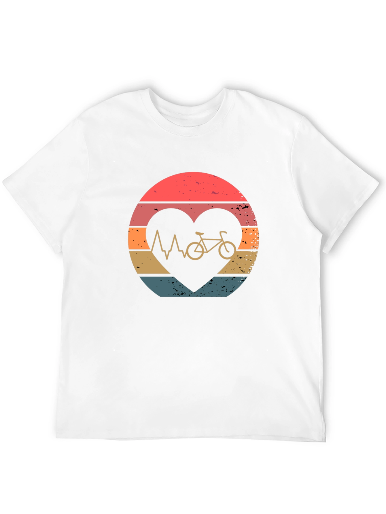 Black Cycling Heartbeat T-Shirt - Vintage Style Bike Love Tee view 12