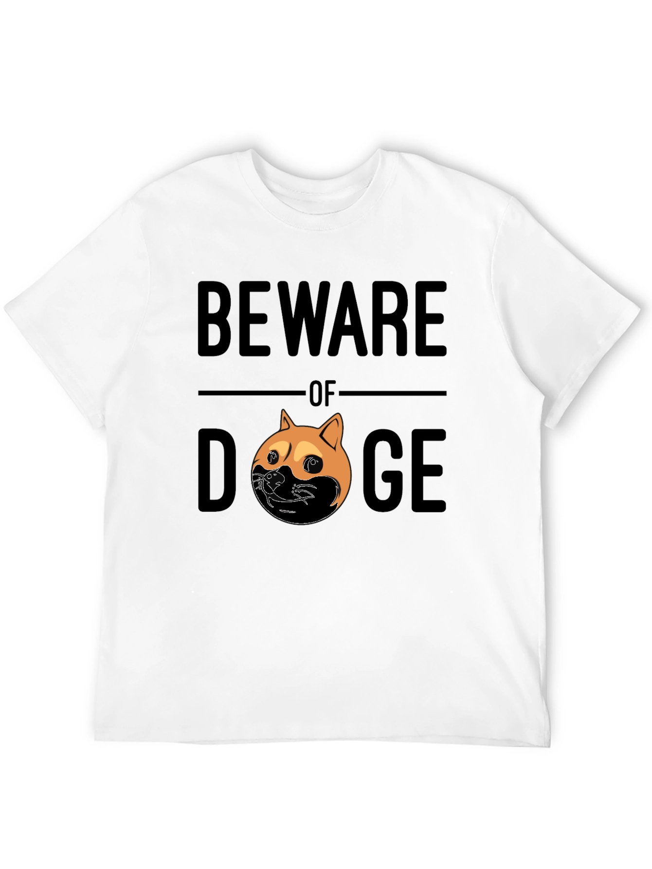 Black Beware of Doge Funny Graphic Tee - Black view 12