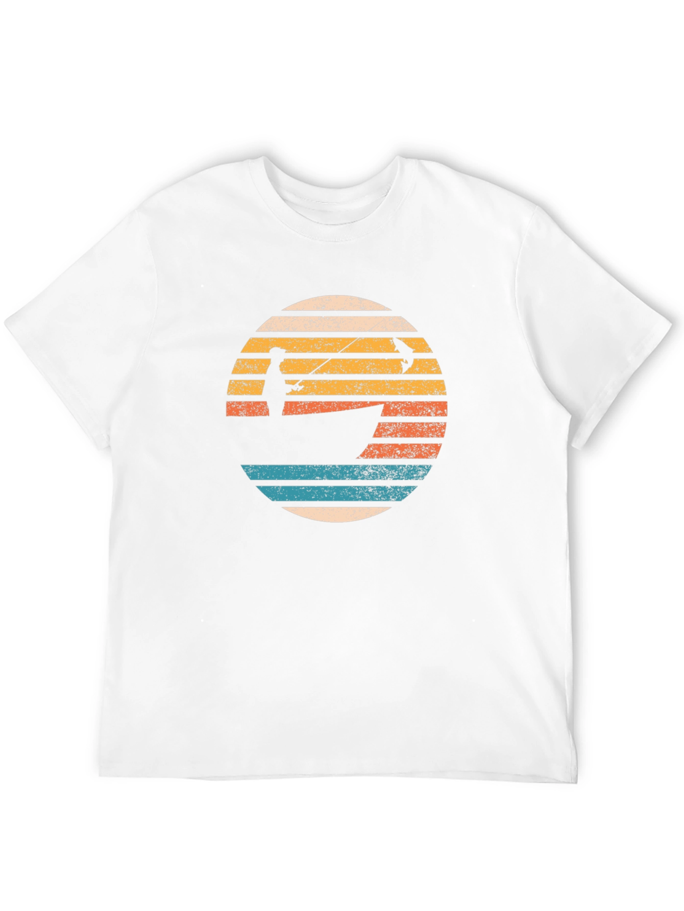 Black Retro Fishing T-Shirt - Fisherman Sunset Tee view 12