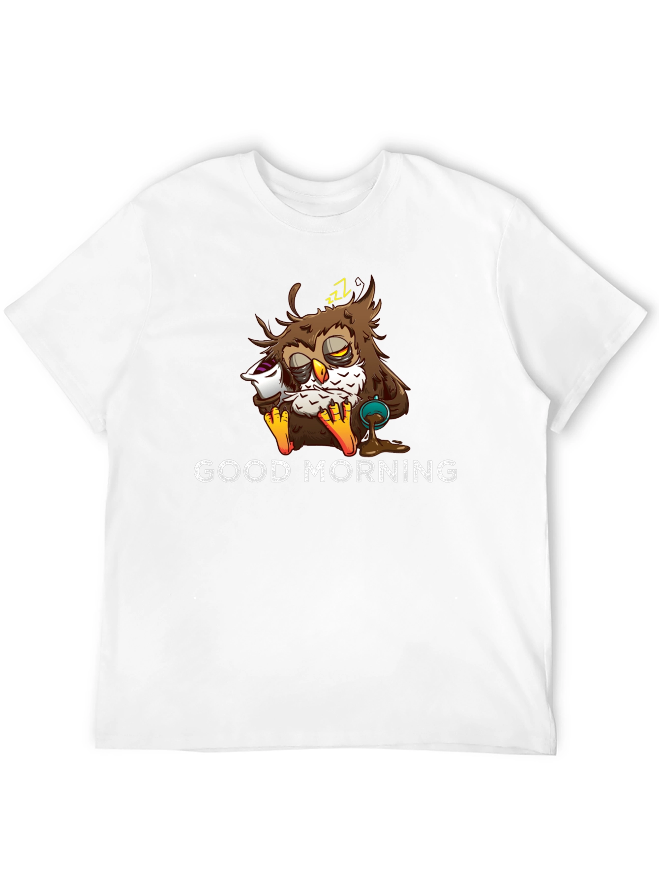 Black Good Morning Owl Graphic T-Shirt - Funny Sleepy Owl view 12