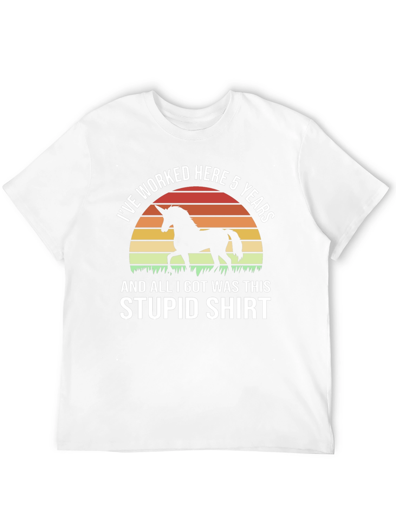 Black Funny Unicorn 5 Year Work Anniversary T-Shirt view 12