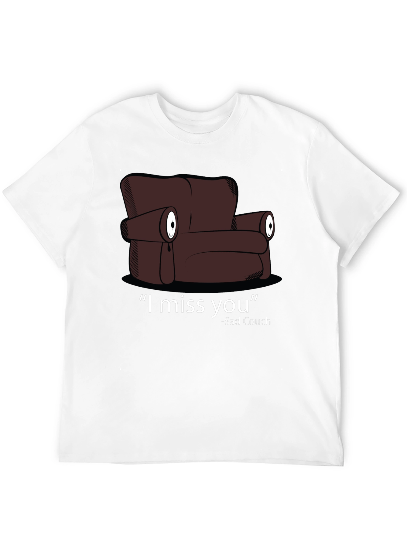 Black Sad Couch T-Shirt - I Miss You Graphic Tee view 12