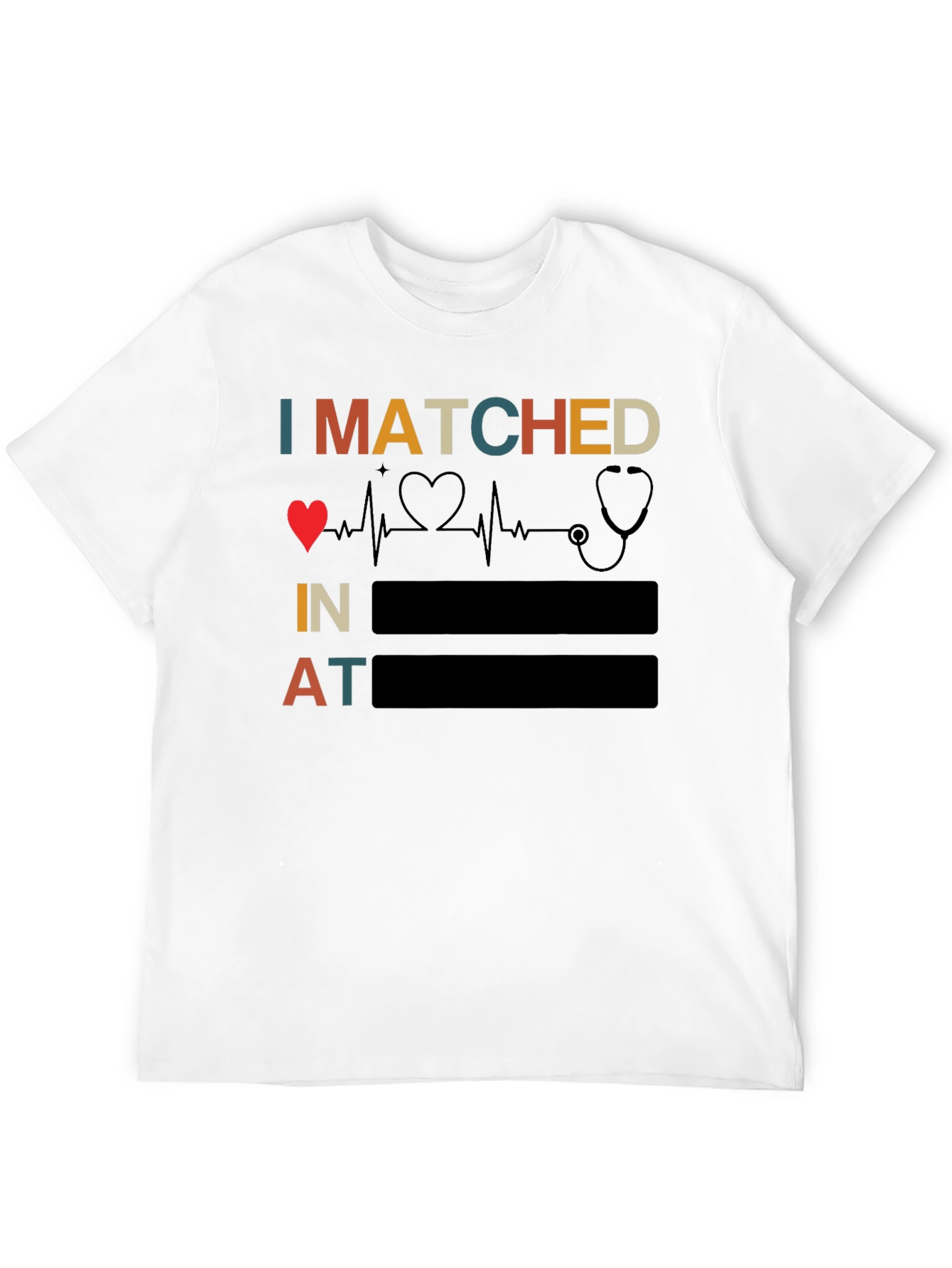 Black I Matched Heartbeat Stethoscope Doctor T-Shirt view 12