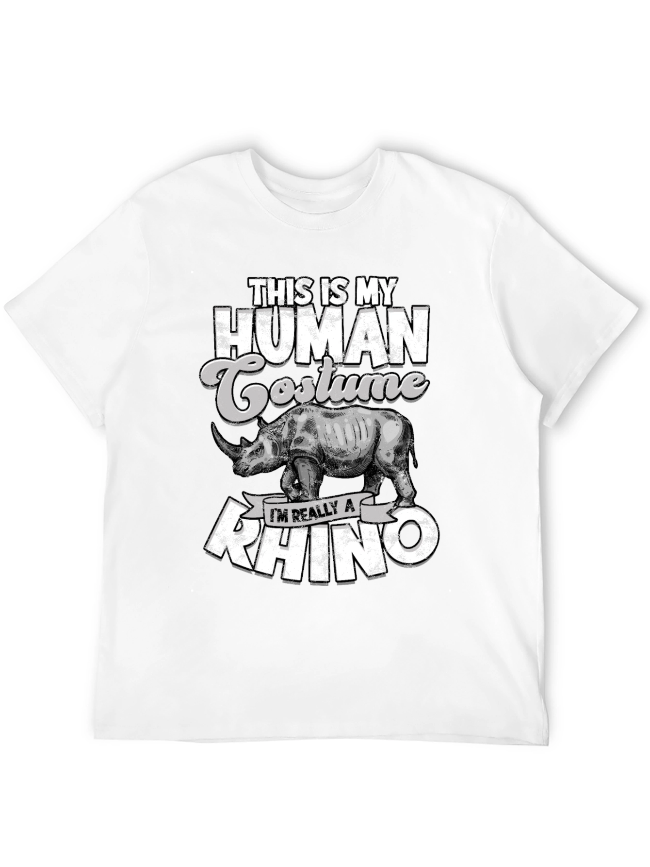 Black Funny Rhino Costume T-Shirt view 12