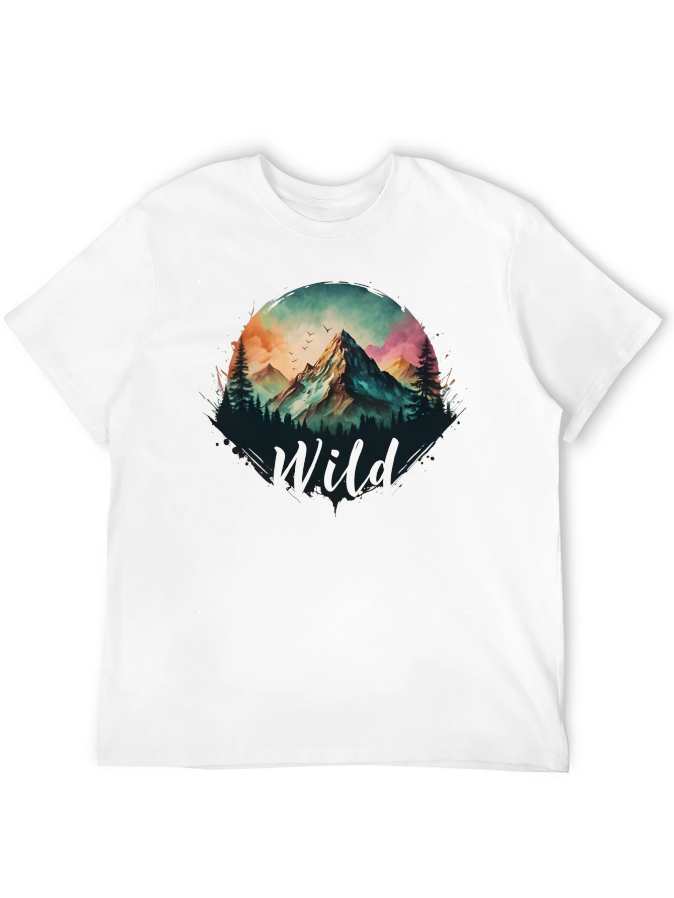 Black Wild Mountain Scene Graphic T-Shirt view 12