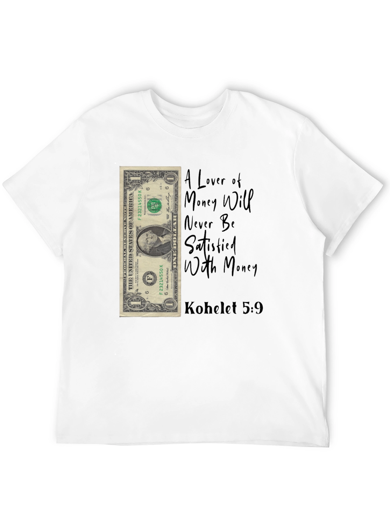 Black Money Lover T-Shirt - Kohelet 5:9 - Unisex view 12