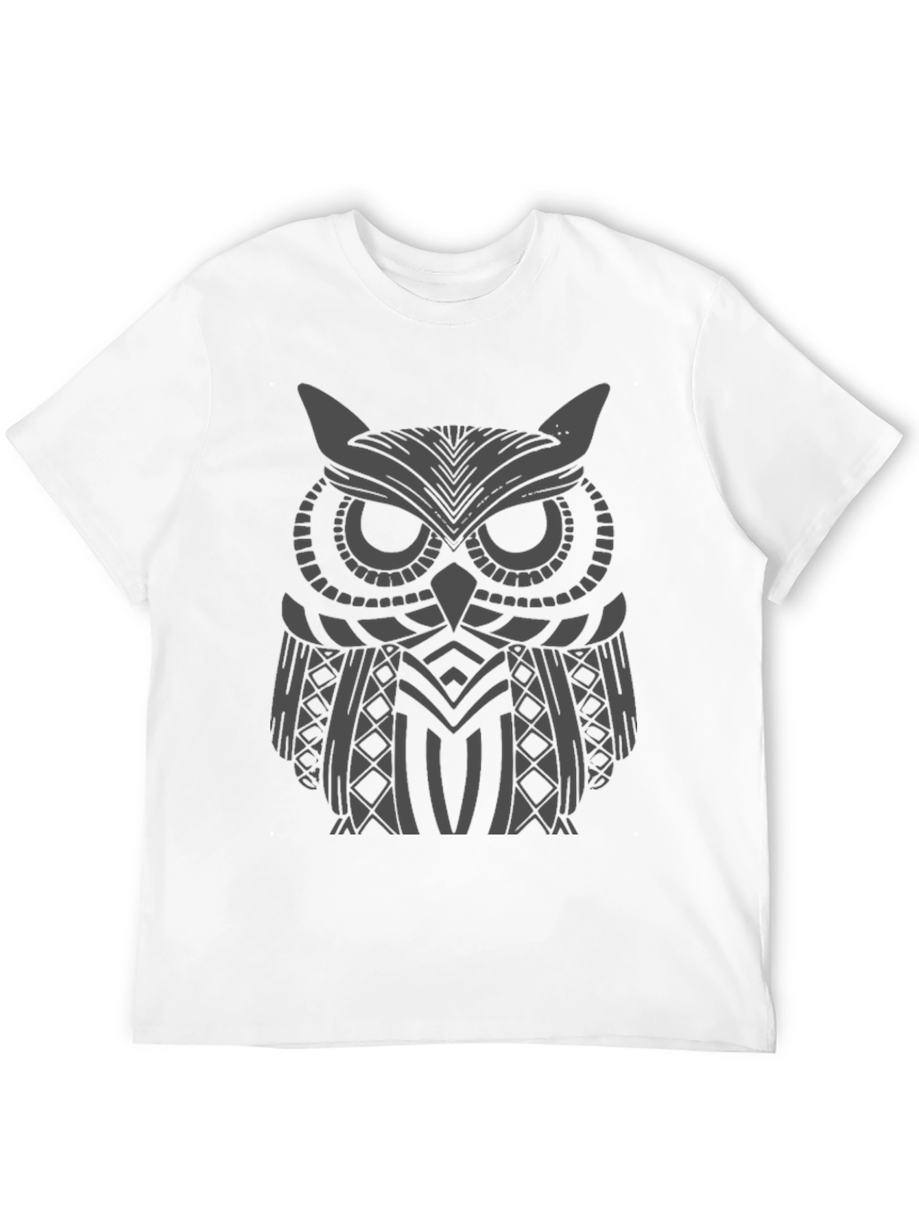 Black Owl Graphic Print Men's Black T-Shirt view 12