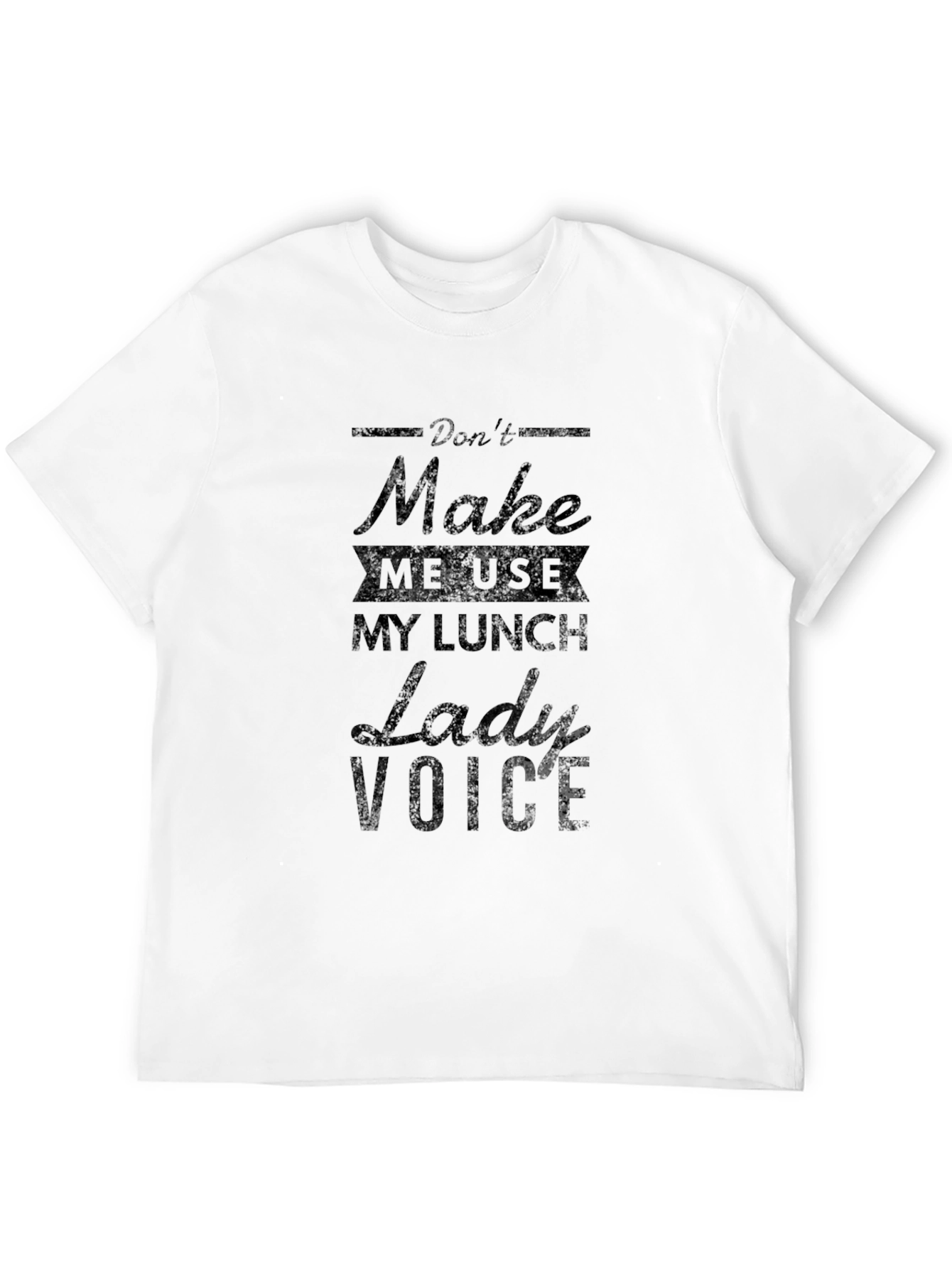 Black Lunch Lady Voice T-Shirt - Funny Graphic Tee view 12