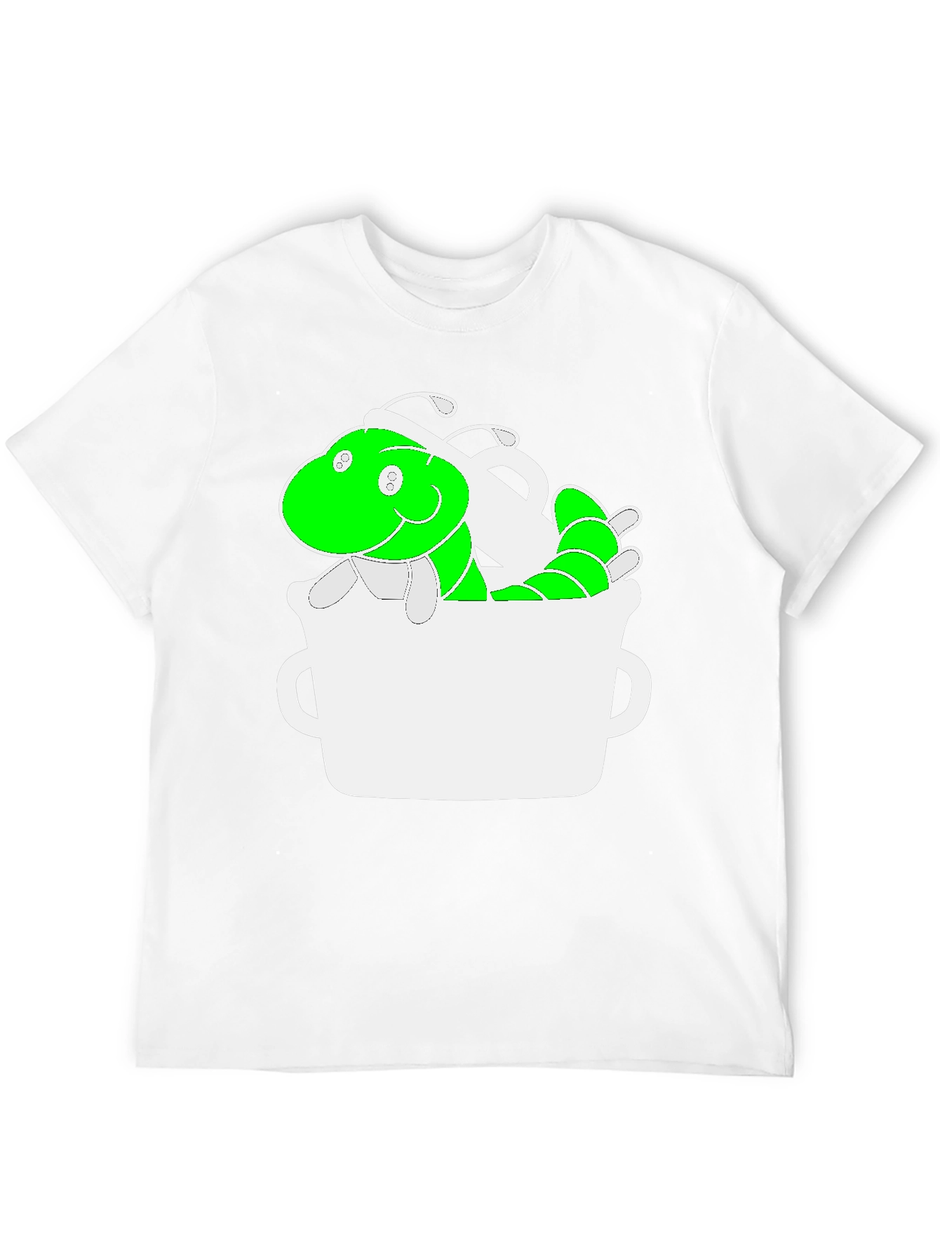Black Funny Green Worm in Mug Graphic Tee view 12