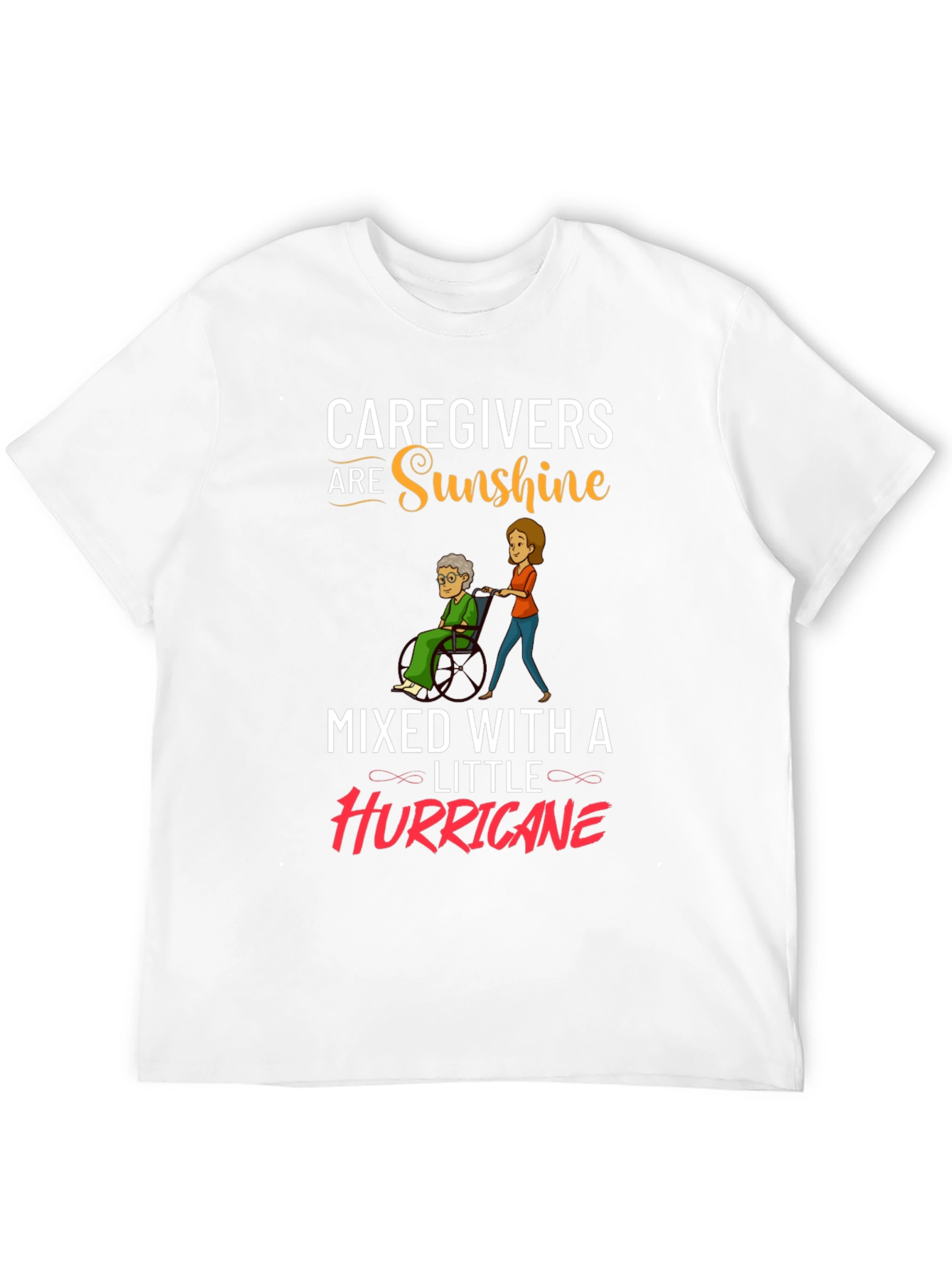 Black Caregiver Sunshine & Hurricane Graphic T-Shirt view 12