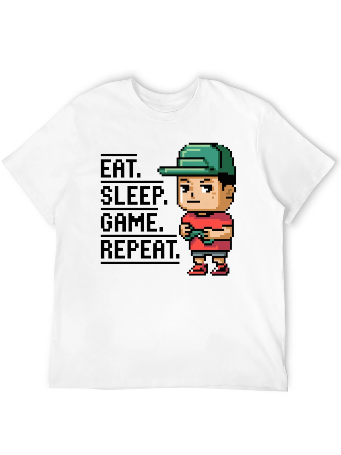 Black Eat Sleep Game Repeat Black Gamer T-Shirt view 12
