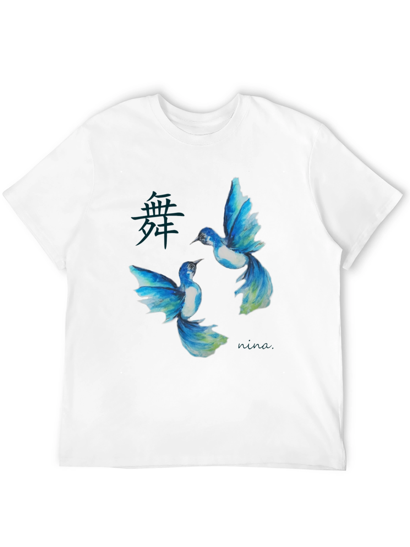 Black Watercolor Bird Graphic Black T-Shirt view 12