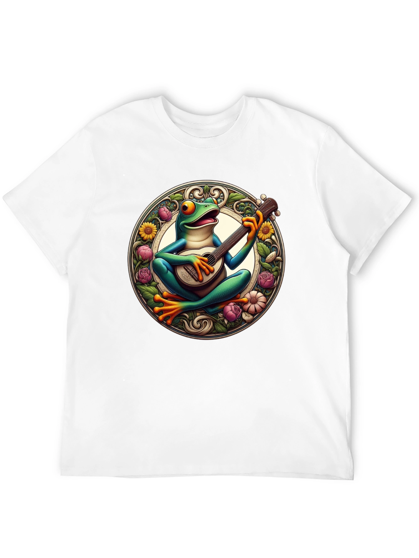 Black Frog Playing Guitar T-Shirt - Unique Graphic Tee view 12