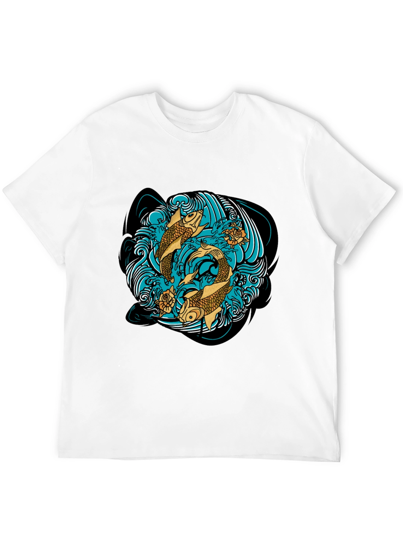 Black Koi Fish T-Shirt Graphic Design view 12